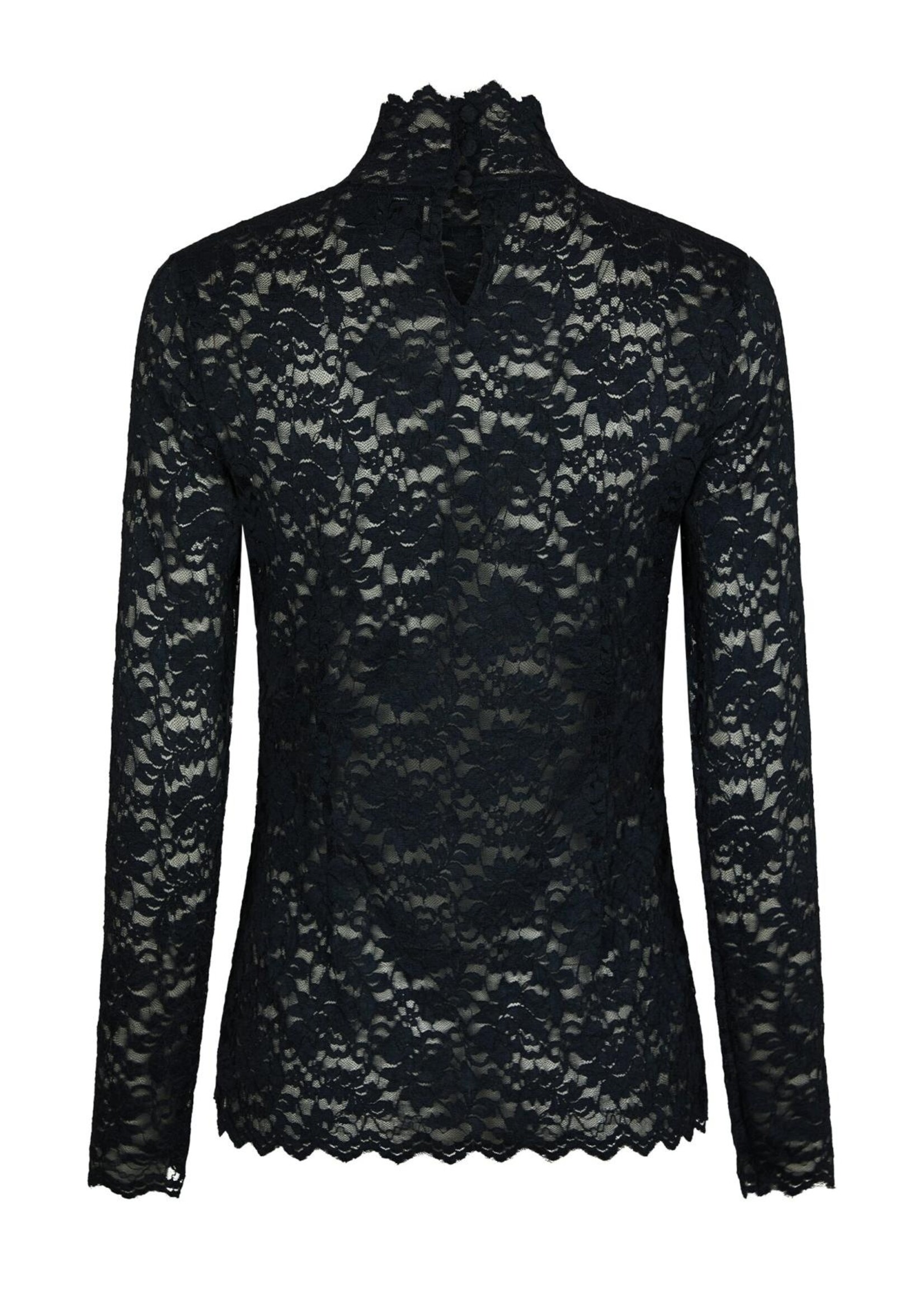Neo Noir Neo Noir, Liza Laceflower Blouse, Navy, Size: