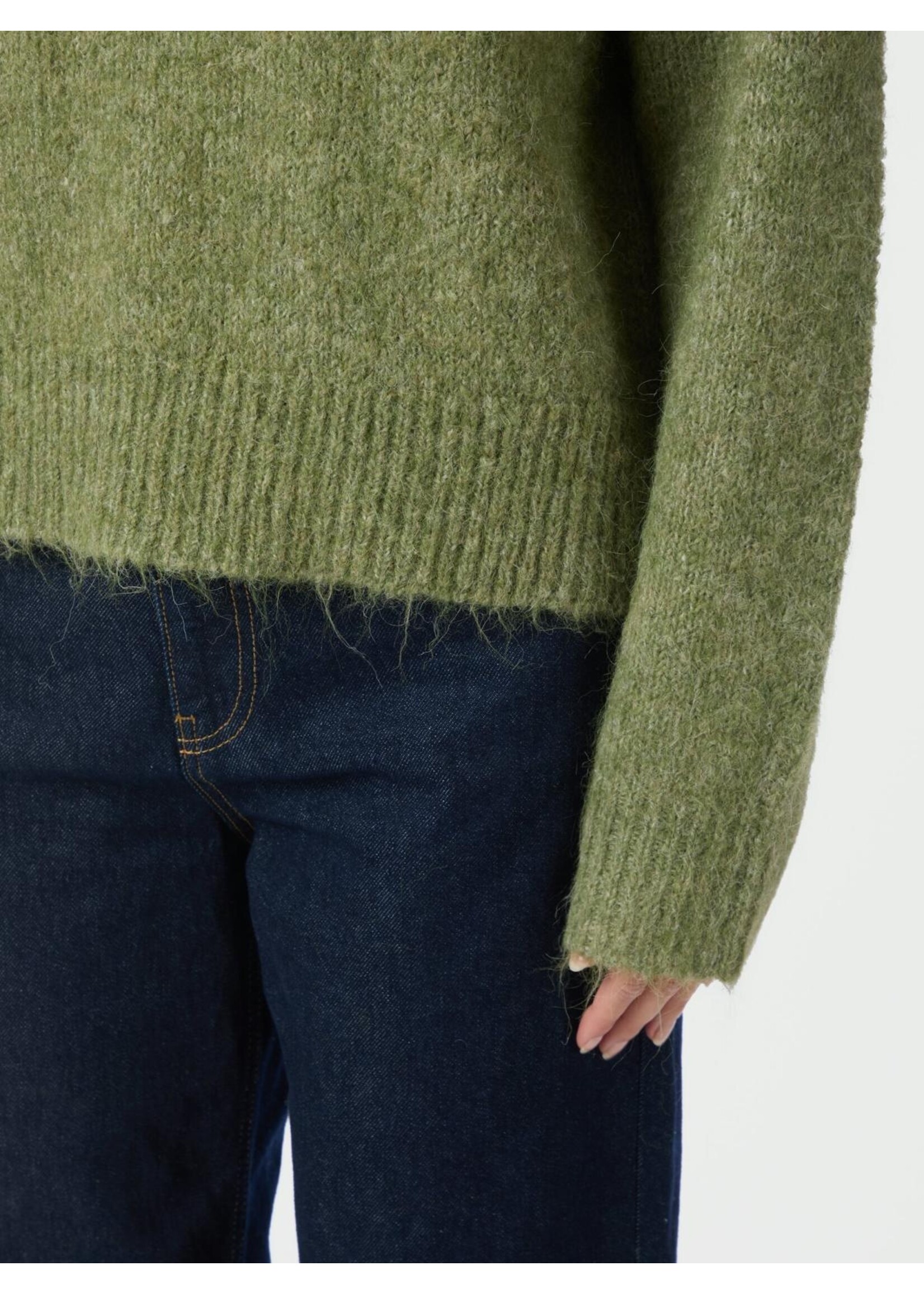 Neo Noir Neo Noir, Paulina Fluffy Knit Blouse, Dusty green, Size: