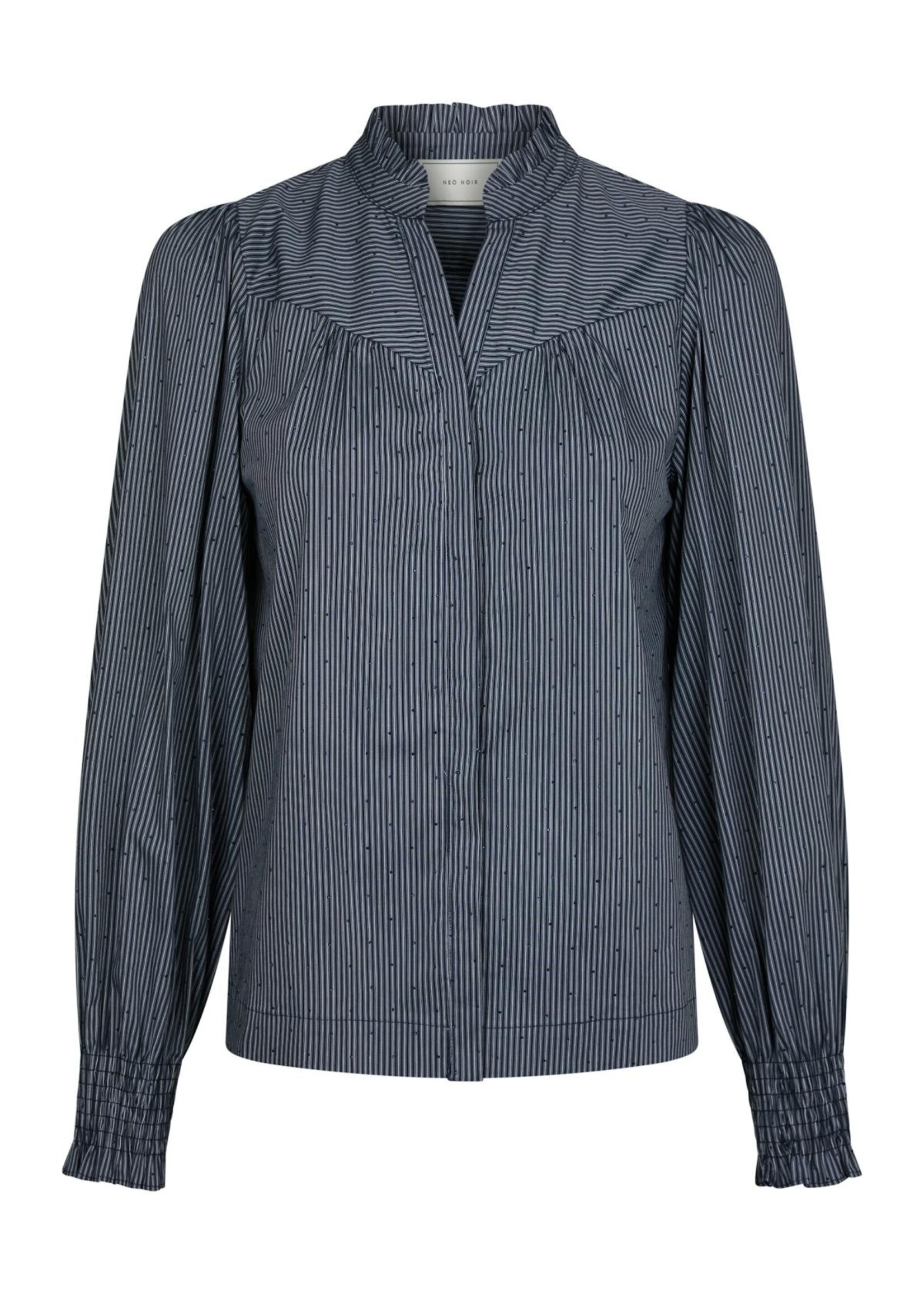 Neo Noir Neo Noir, Astrida Stripe Stone Blouse , Navy, Size: