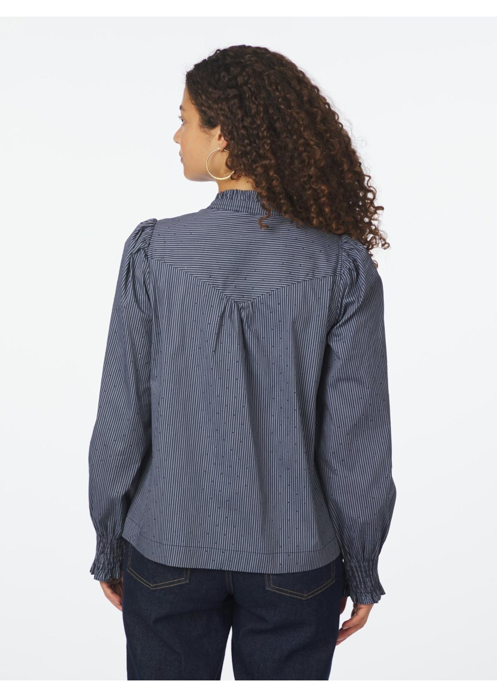 Neo Noir Neo Noir, Astrida Stripe Stone Blouse , Navy, Size: