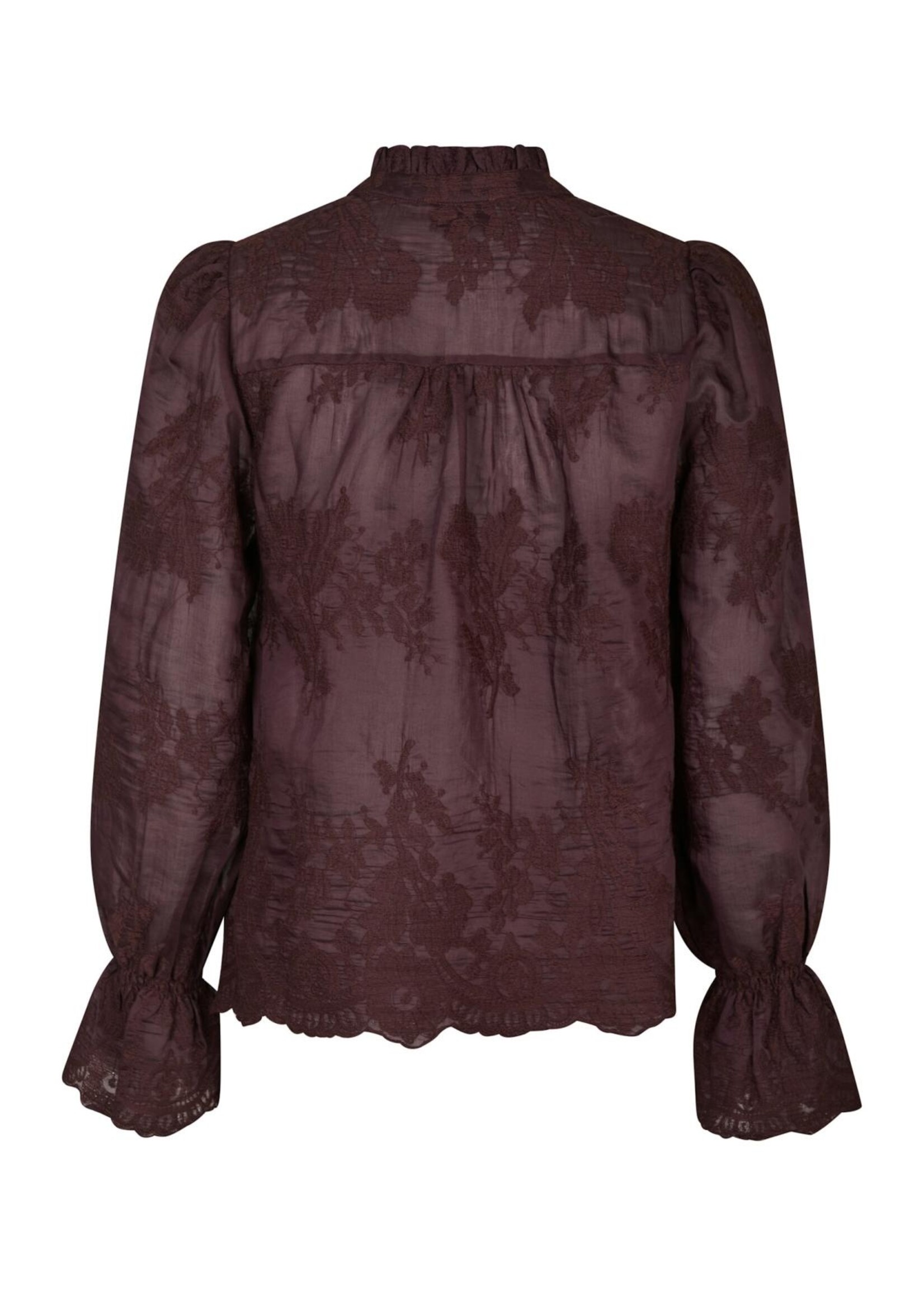 Neo Noir Neo Noir, Amara Big Embroidery Blouse, Burgundy, Size: