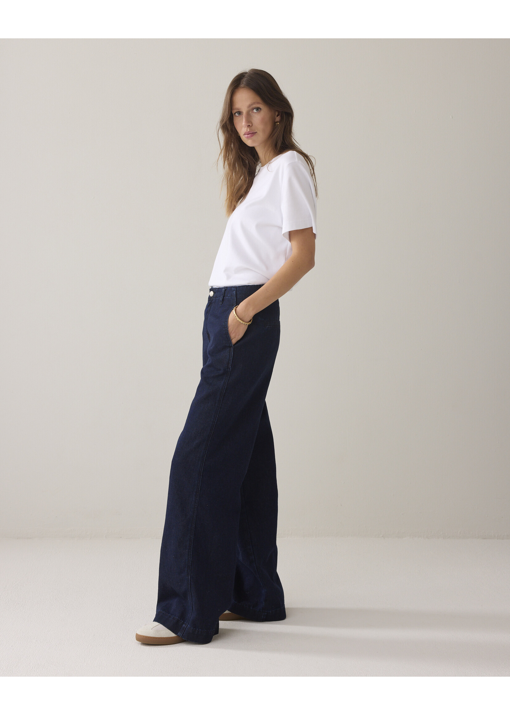 Summum Summum, Jeans wide leg Cotton lurex denim, Night blue denim, Size: