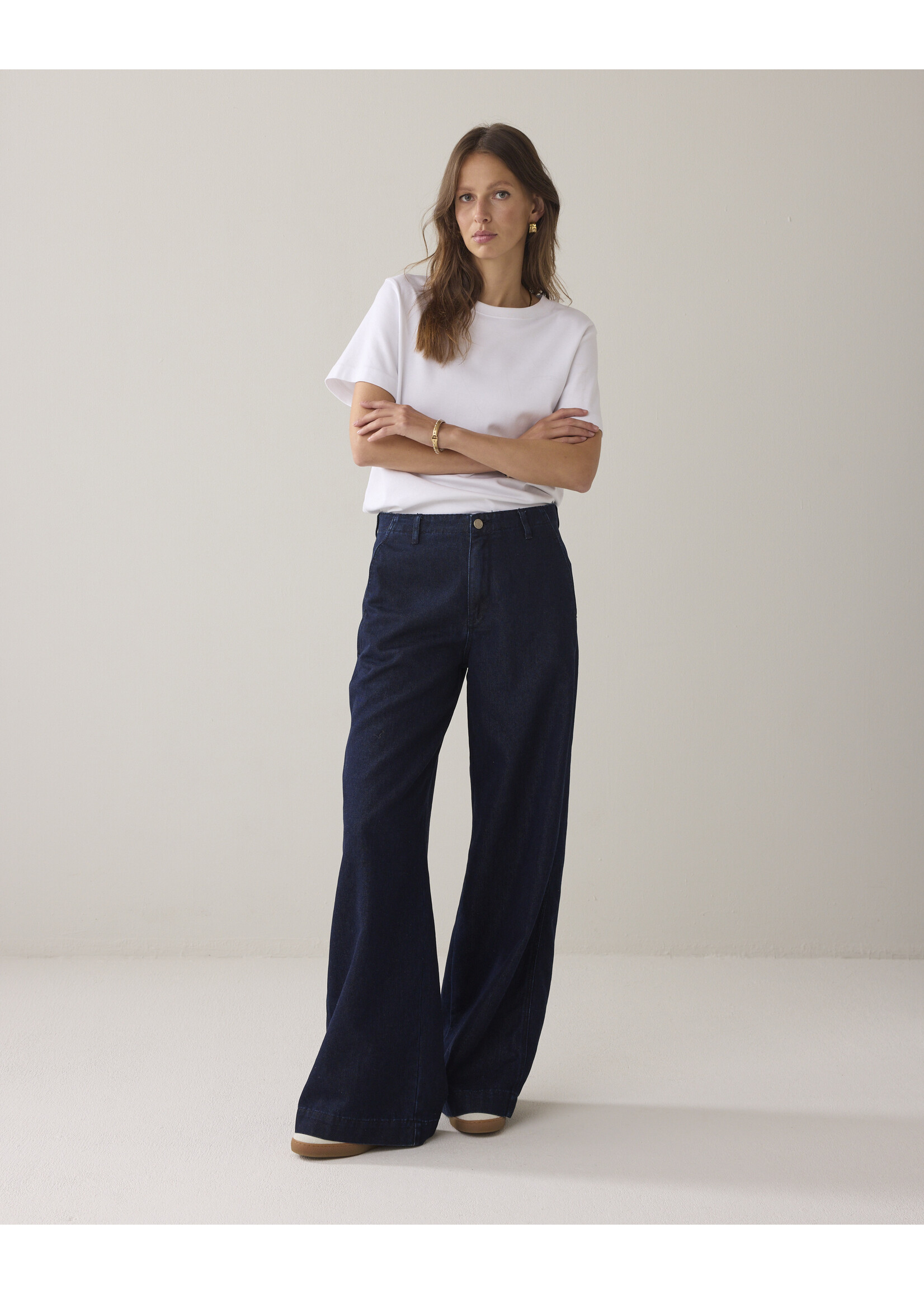 Summum Summum, Jeans wide leg Cotton lurex denim, Night blue denim, Size: