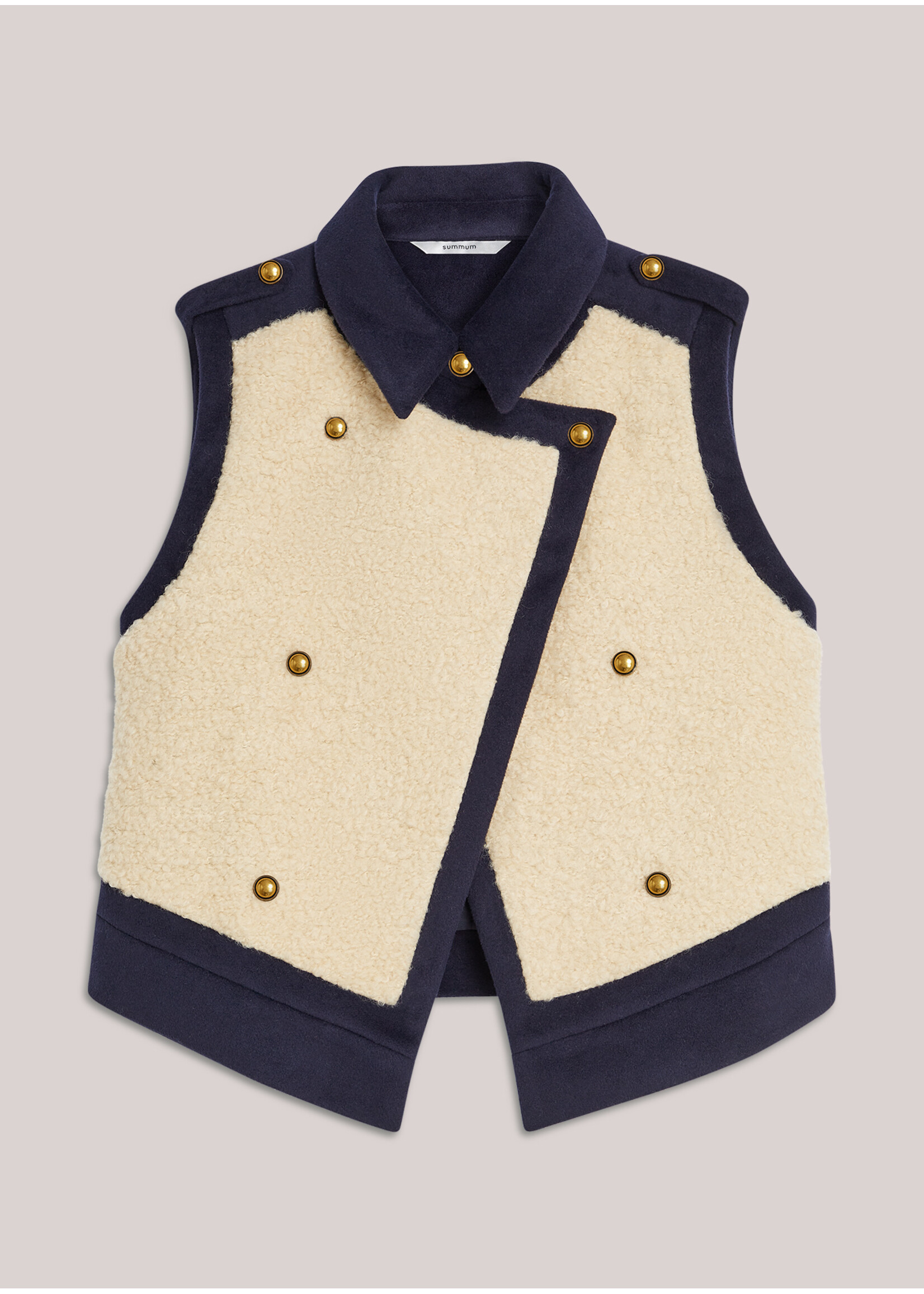 Summum Summum, Gilet Boucle wool mix, Midnight blue, Size: