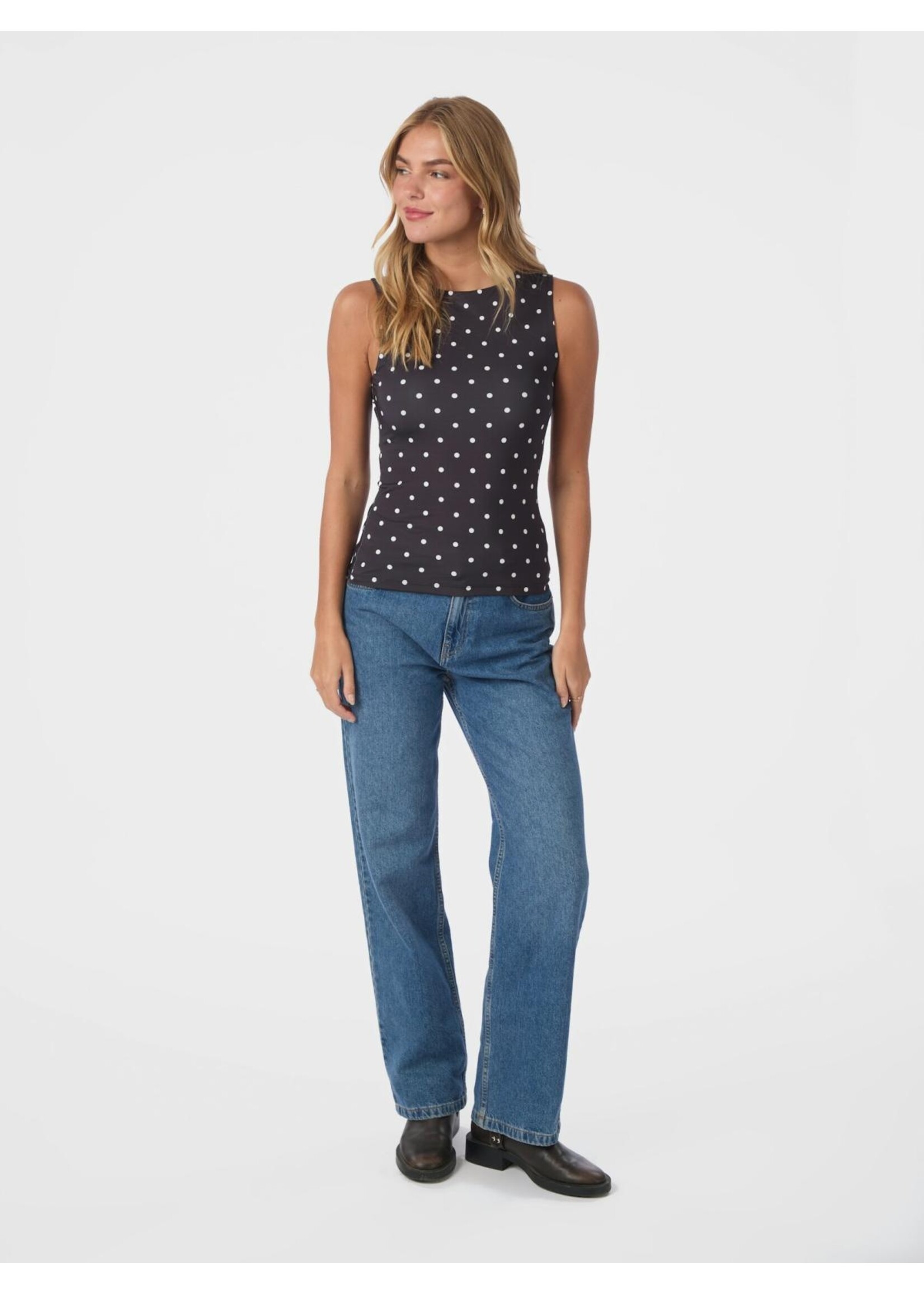 Neo Noir Neo Noir, Ditty Jersey Dot Top, Black, Size: