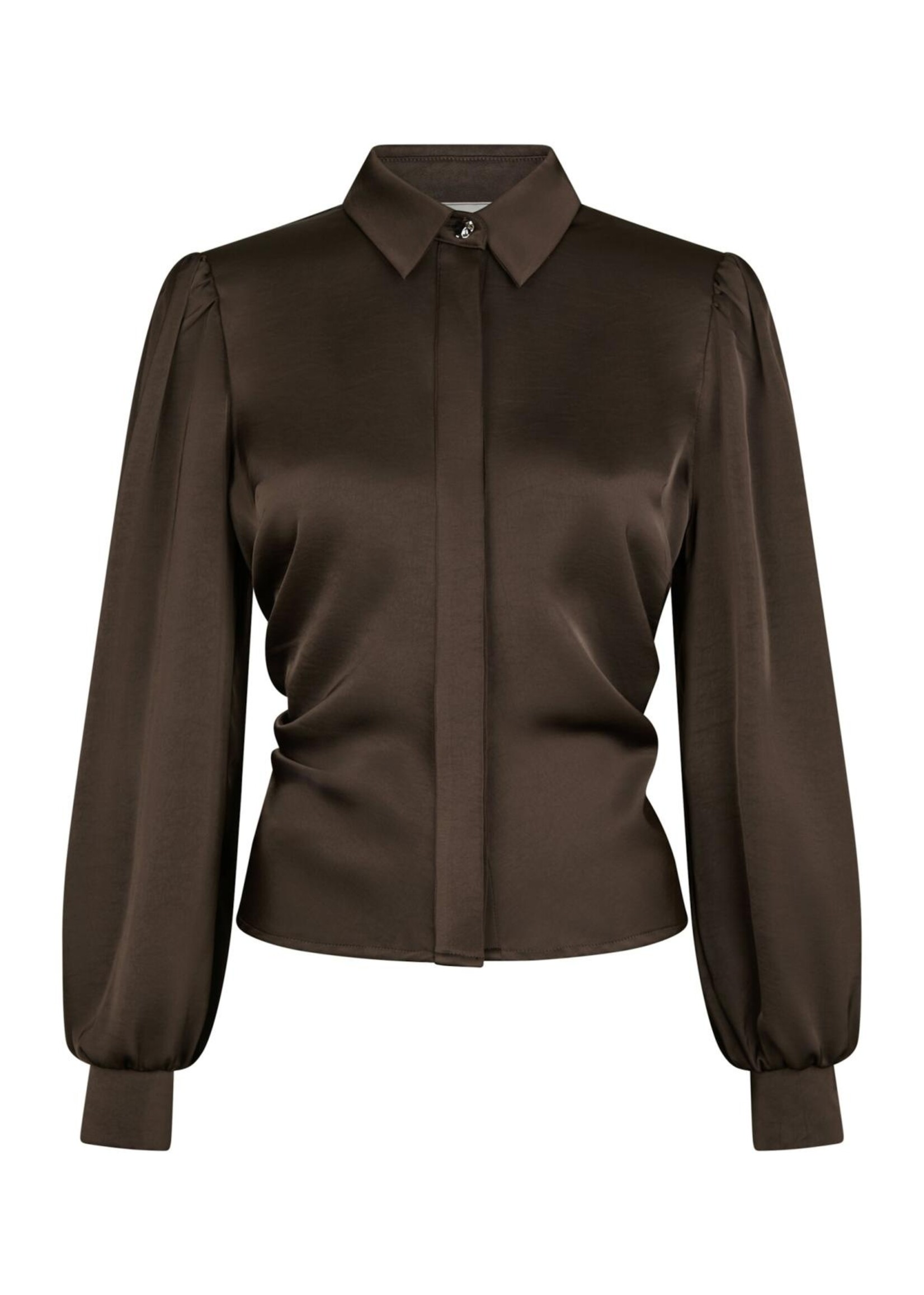 Neo Noir Neo Noir, Fransala Heavy Sateen Shirt, Dark brown, Size:
