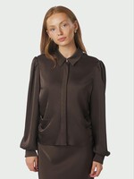 Neo Noir Neo Noir, Fransala Heavy Sateen Shirt, Dark brown, Size: