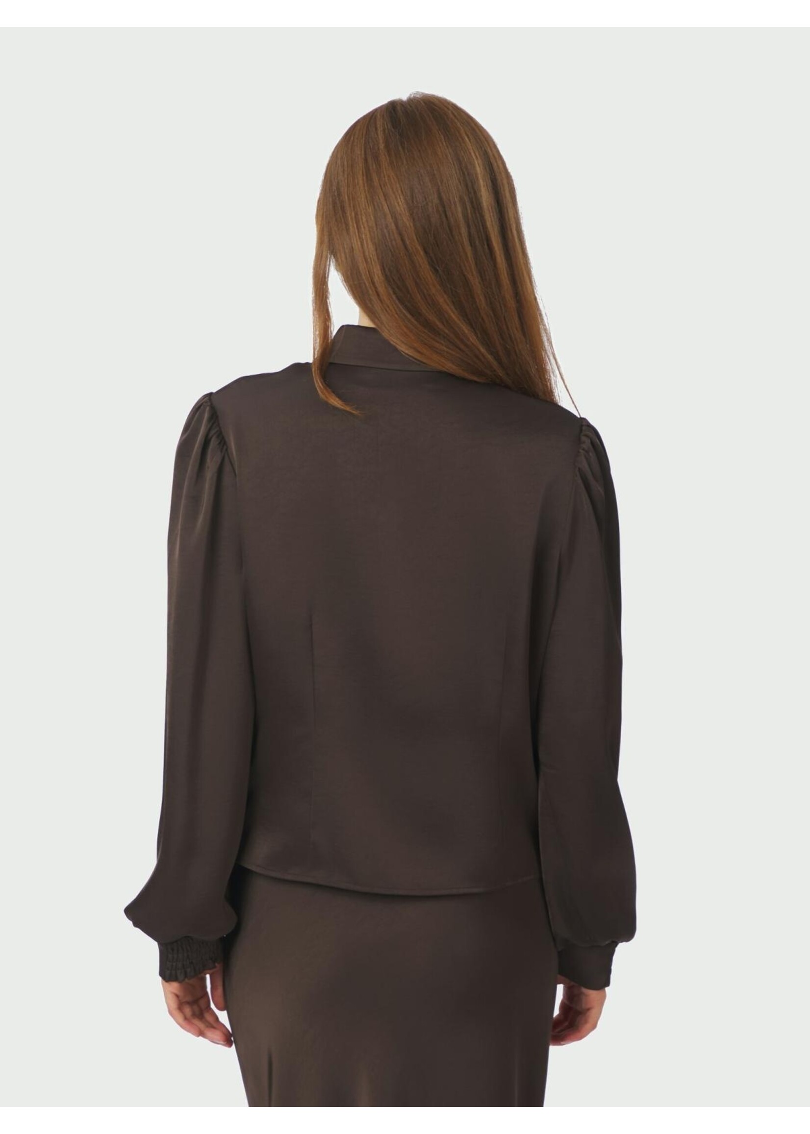 Neo Noir Neo Noir, Fransala Heavy Sateen Shirt, Dark brown, Size: