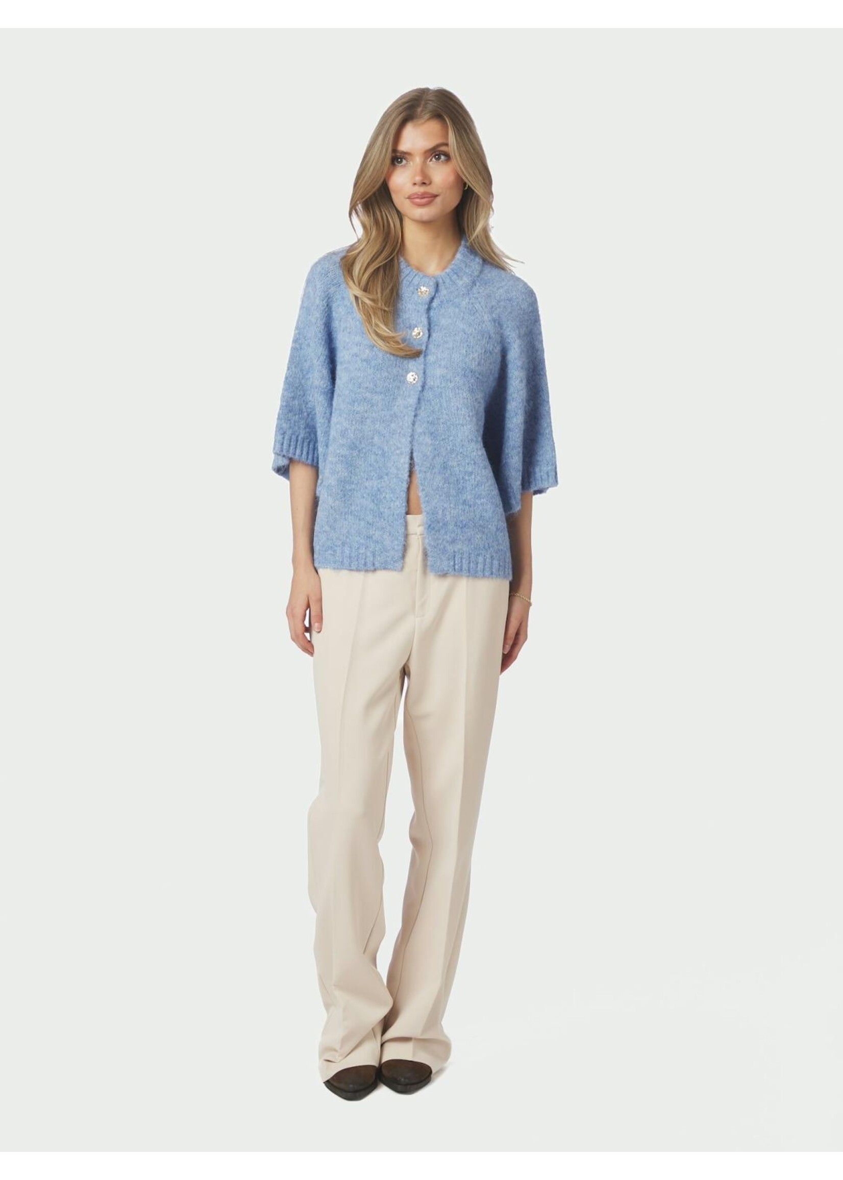 Neo Noir Neo Noir, Benuta Fluffy Knit Cardigan, Dusty blue, Size: