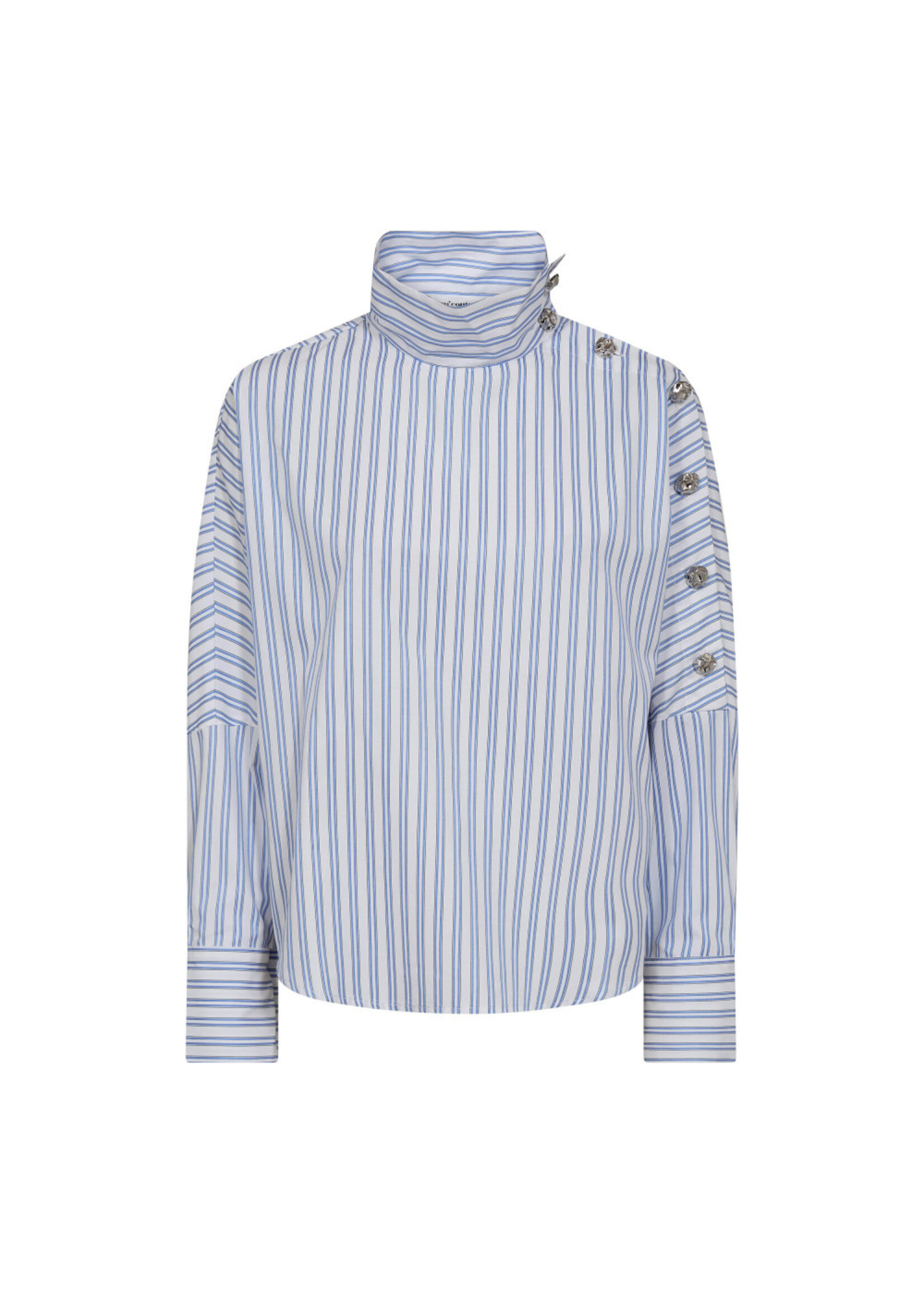 Co Couture Co'couture, DevinCC AsymCC Button Blouse, Blue, Size: