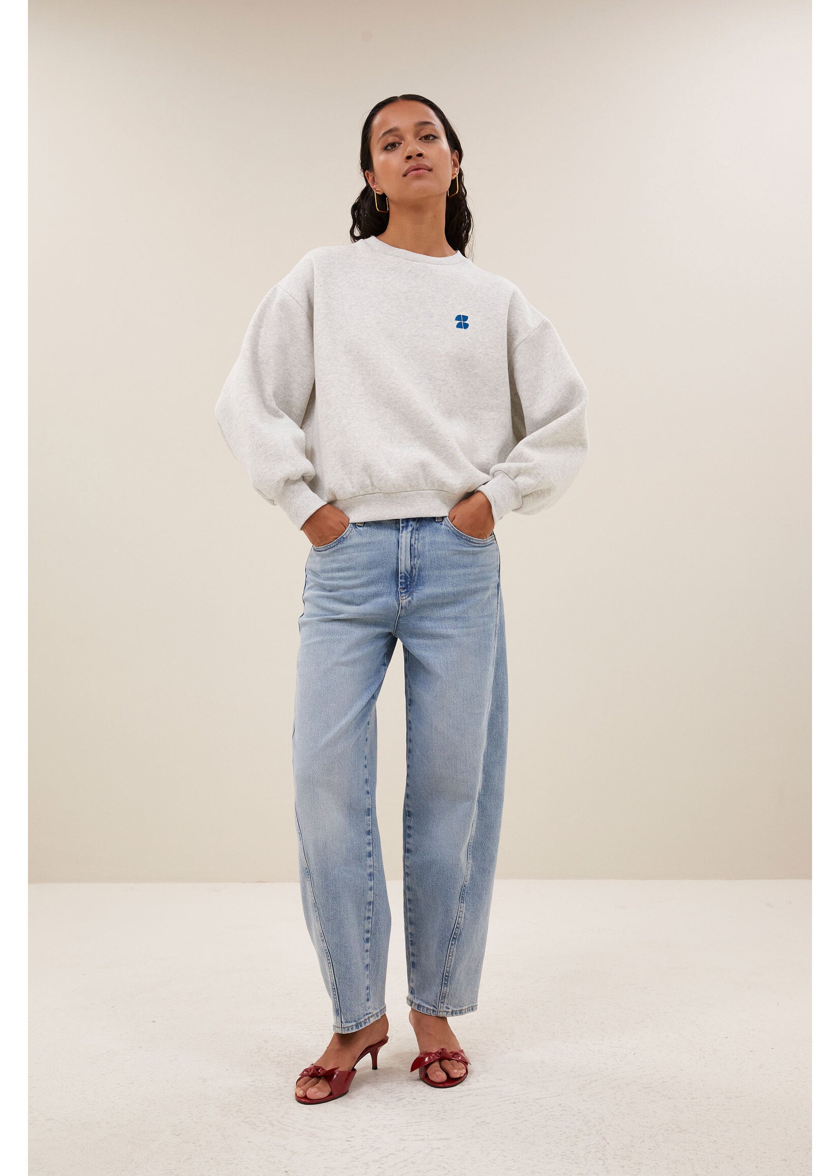 By-Bar By-bar, Bibi melange lucky everyday sweater, Light grey mel, Size: