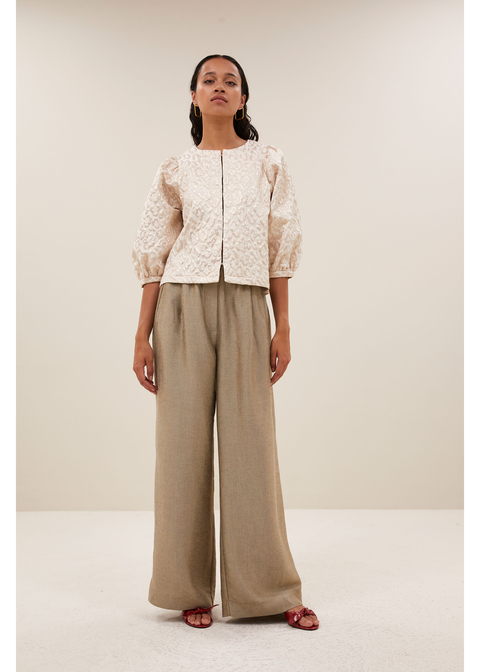 By-Bar By-Bar, Mauri sparkle cheetah blouse, Champagne, Size: