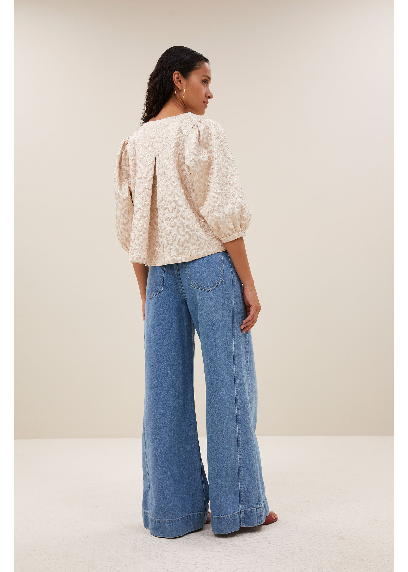 By-Bar By-Bar, Mauri sparkle cheetah blouse, Champagne, Size: