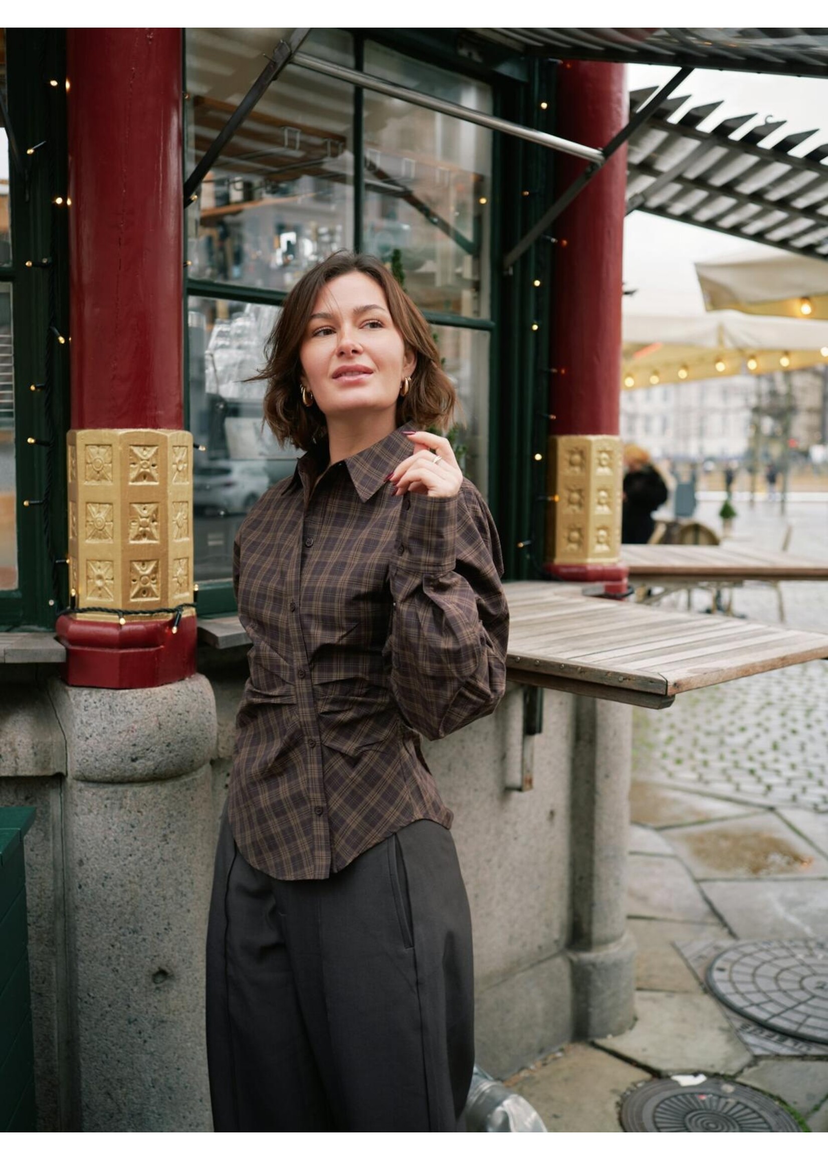 Neo Noir Neo Noir, Neoella Check Shirt , Dark Brown