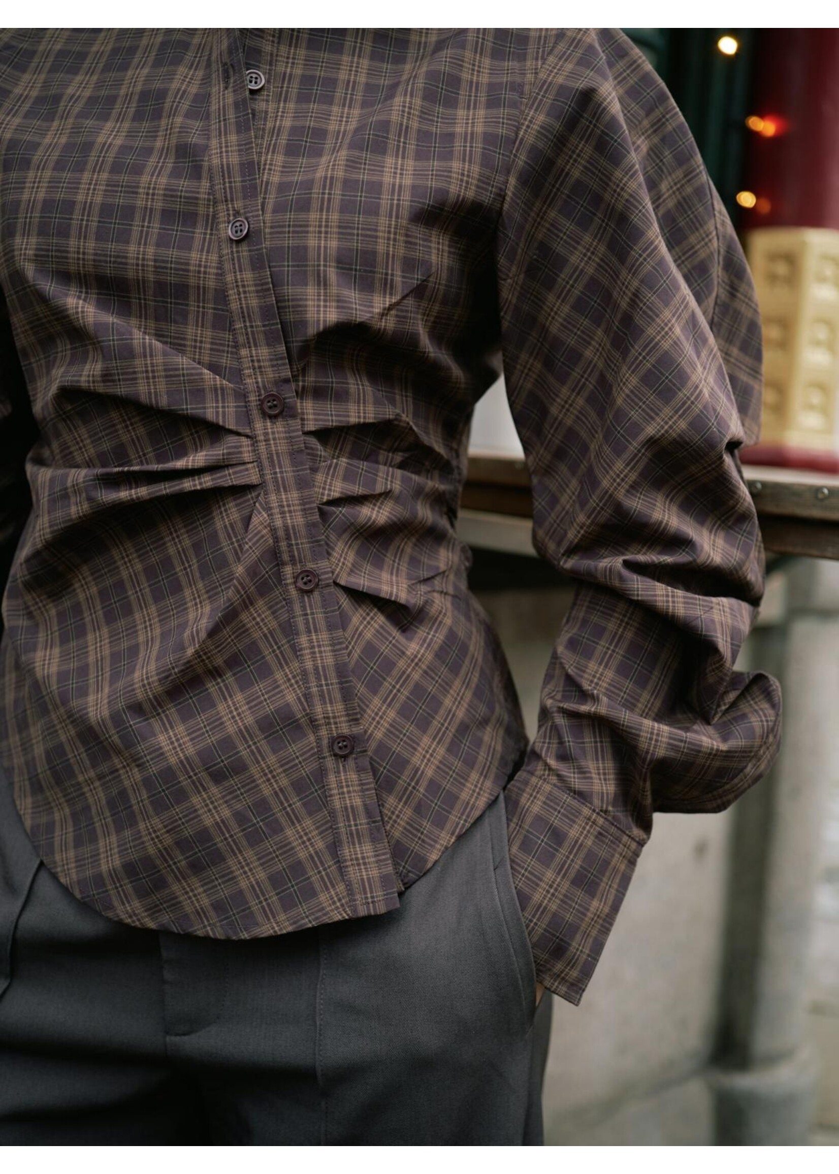 Neo Noir Neo Noir, Neoella Check Shirt , Dark Brown