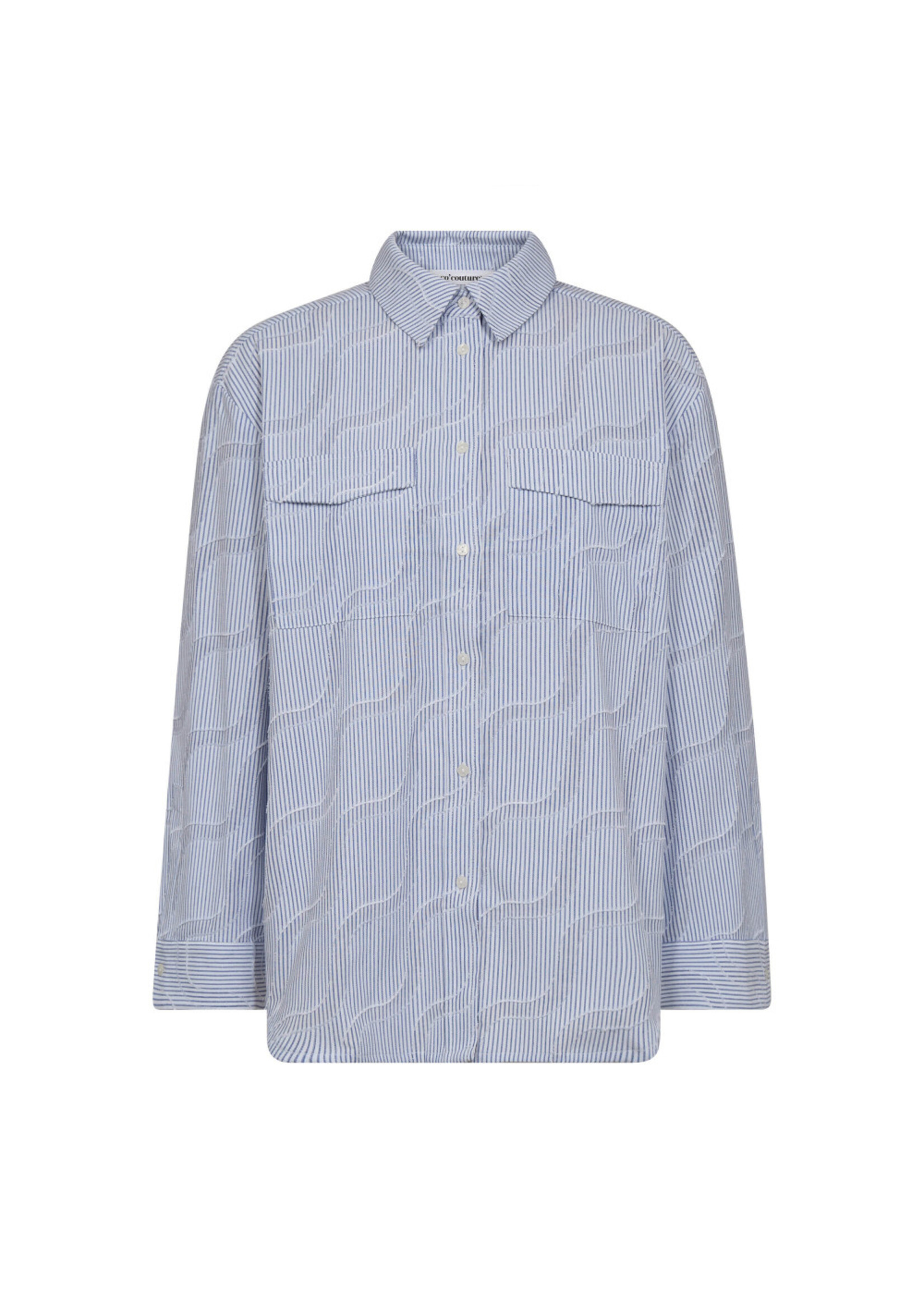 Co Couture Co'couture, BradyCC Wave Shirt, Pale blue, size: