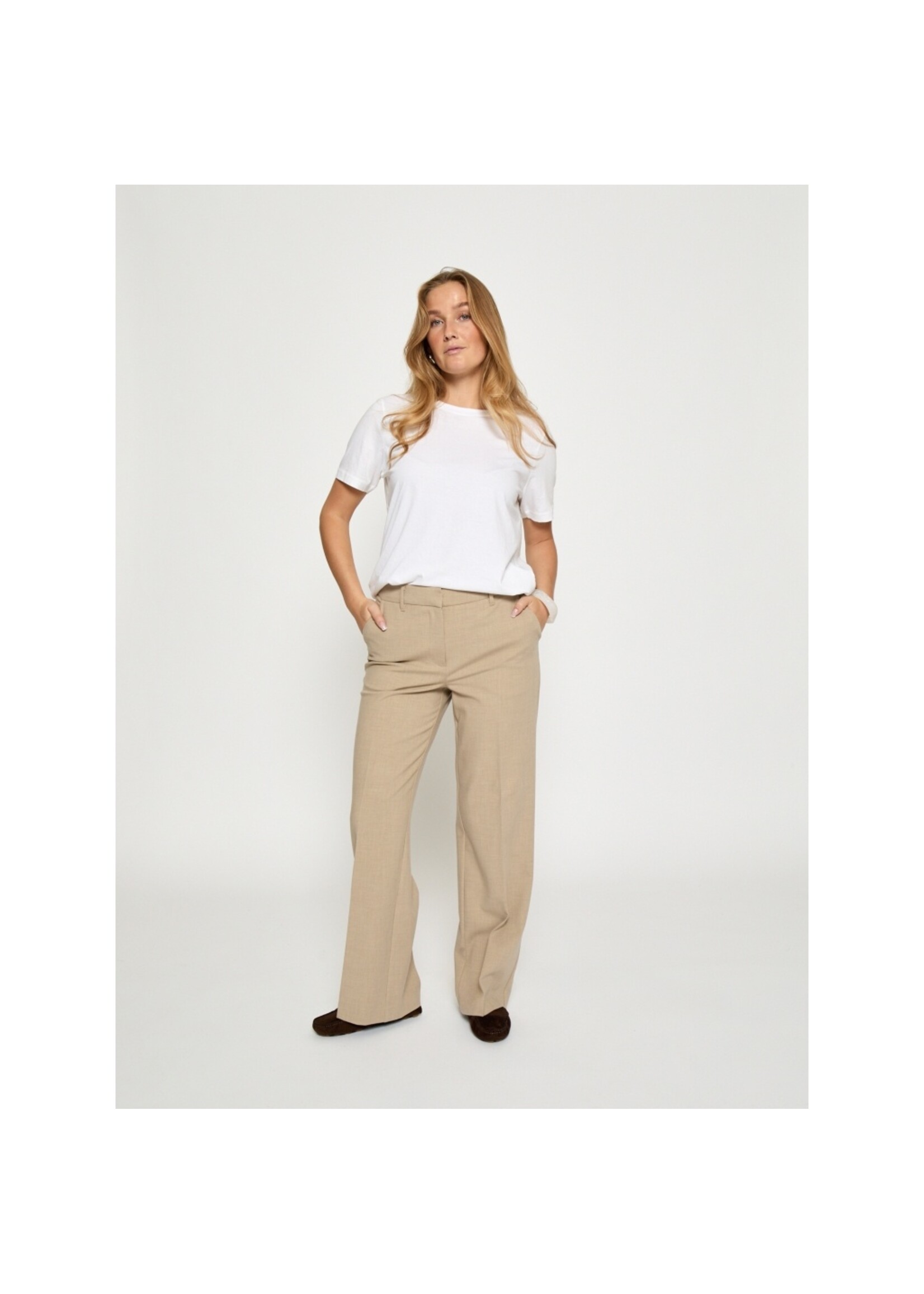 Minus Minus. MSWelma Mid Waist Pant, Sand grey, Size: