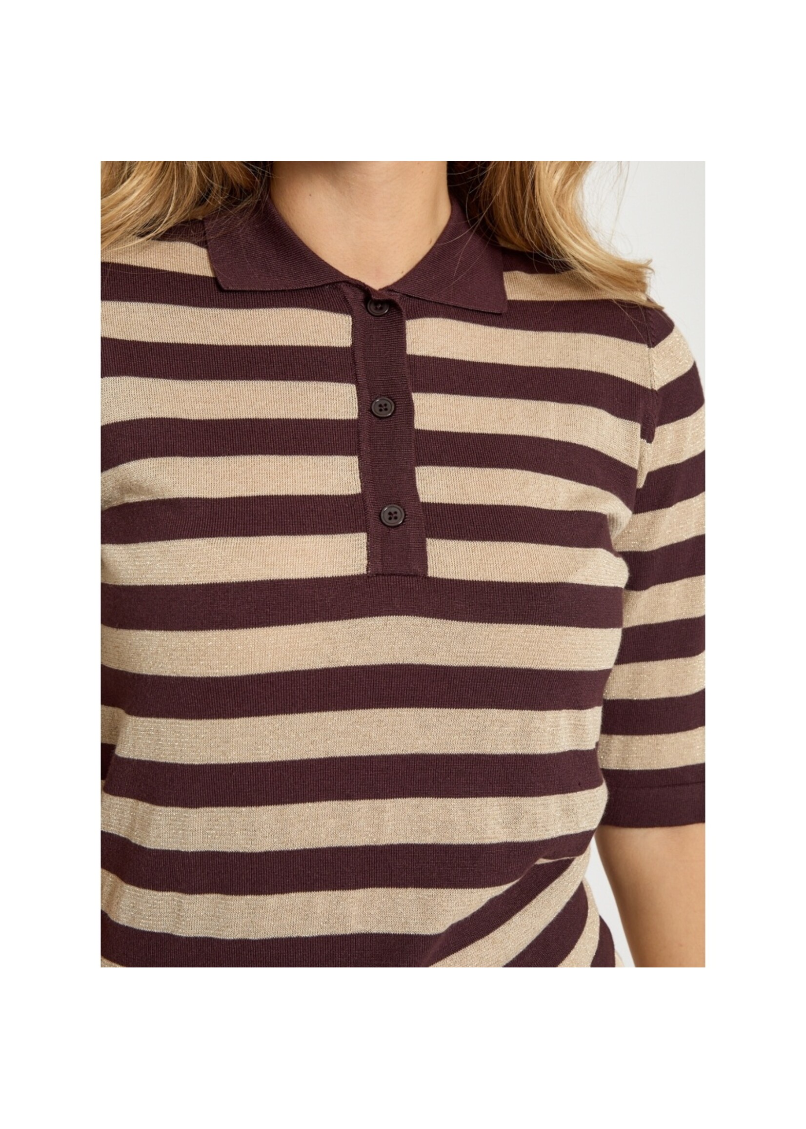 Minus Minus, MSAlice Knit T-Shirt, Fudge purple stripe, Size: