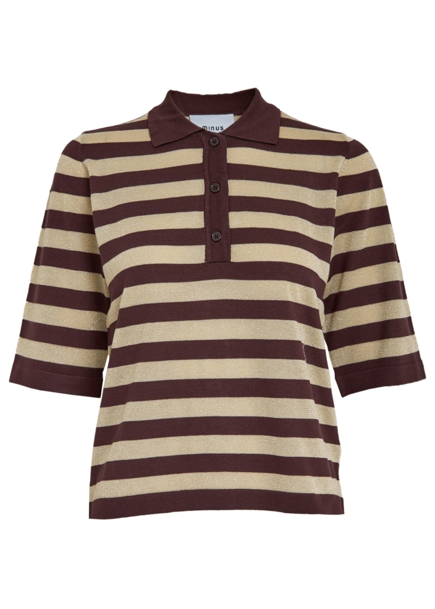 Minus Minus, MSAlice Knit T-Shirt, Fudge purple stripe, Size: