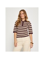 Minus Minus, MSAlice Knit T-Shirt, Fudge purple stripe, Size: