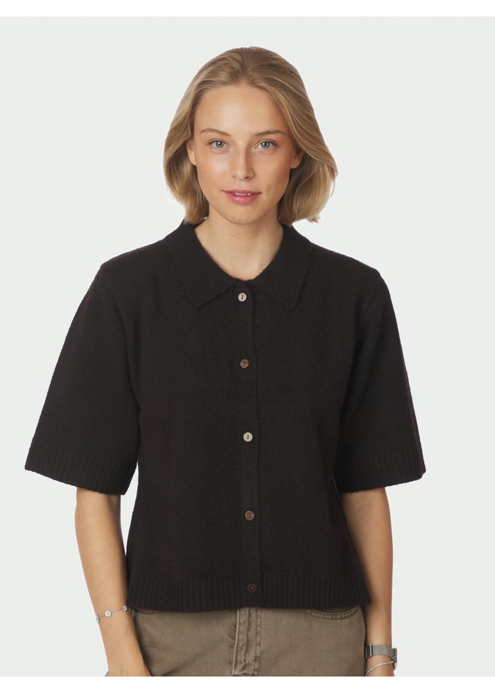 Neo Noir Neo Noir, Cunna Knit Blouse, Dark brown, Size: