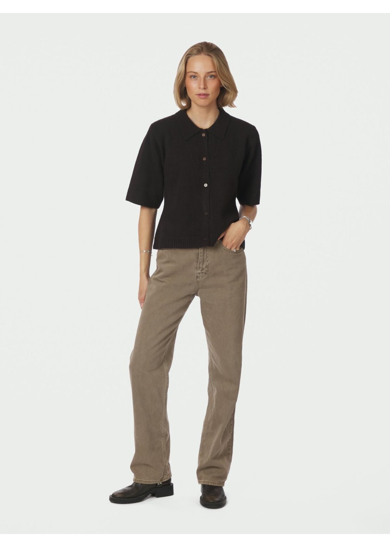 Neo Noir Neo Noir, Cunna Knit Blouse, Dark brown, Size: