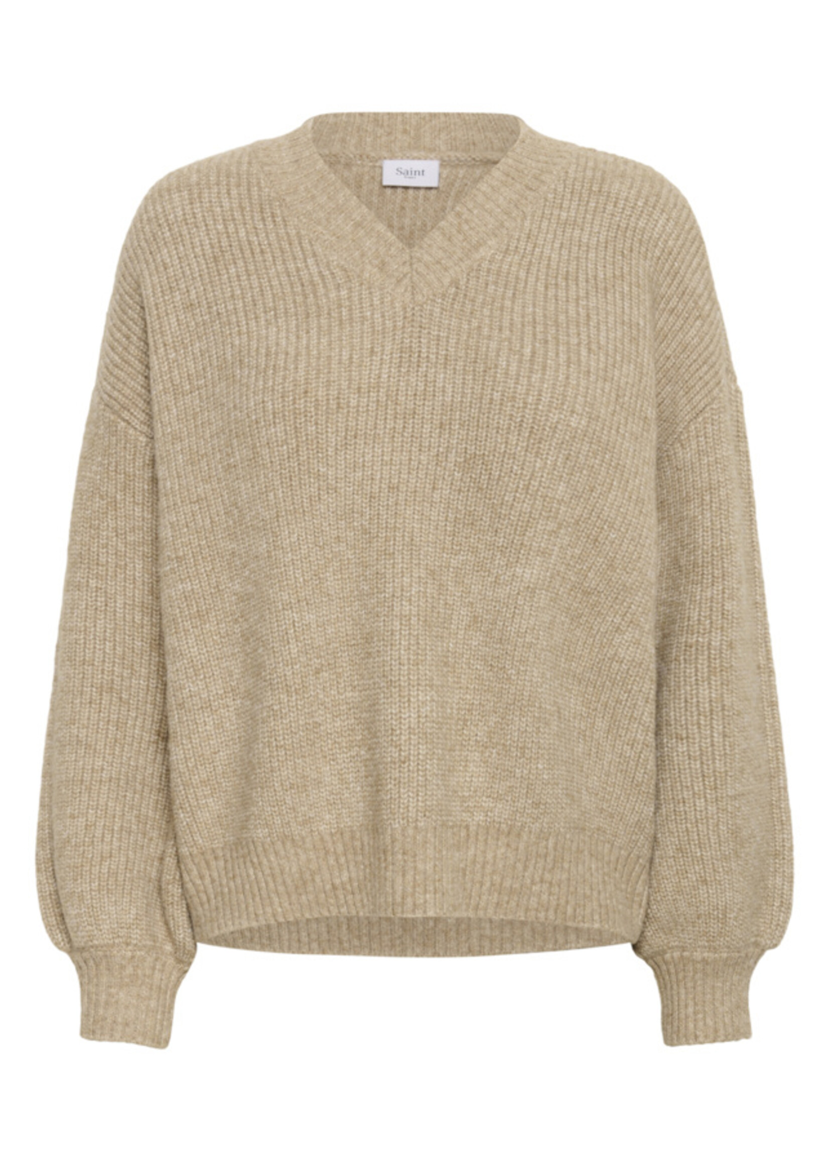 Saint Tropez Saint Tropez, OttolineSZ V-Neck Pullover, Tannin Melange, Size: