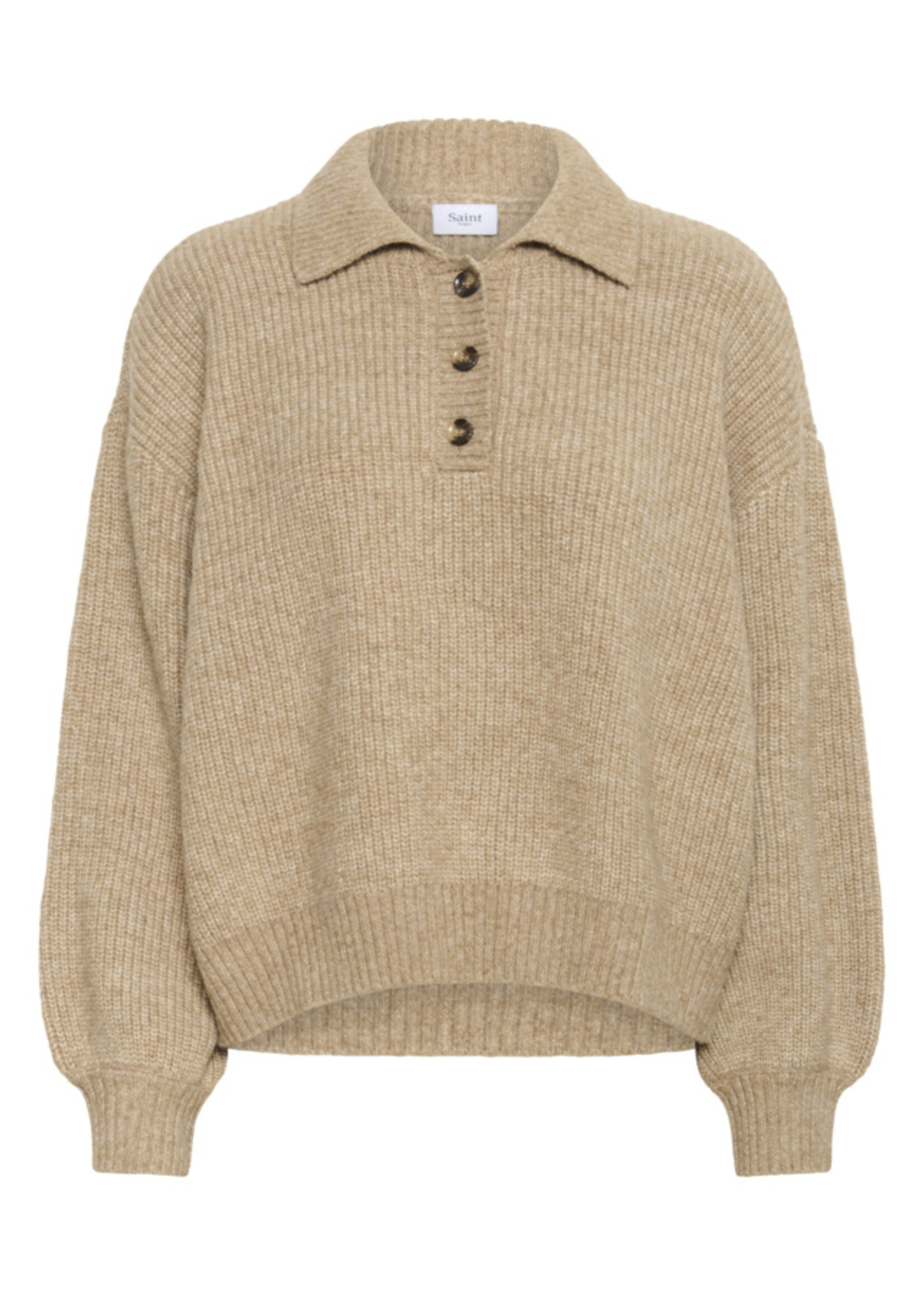 Saint Tropez Saint Tropez, OttolineSZ Polo Pullover, Tannin Melange, Size: