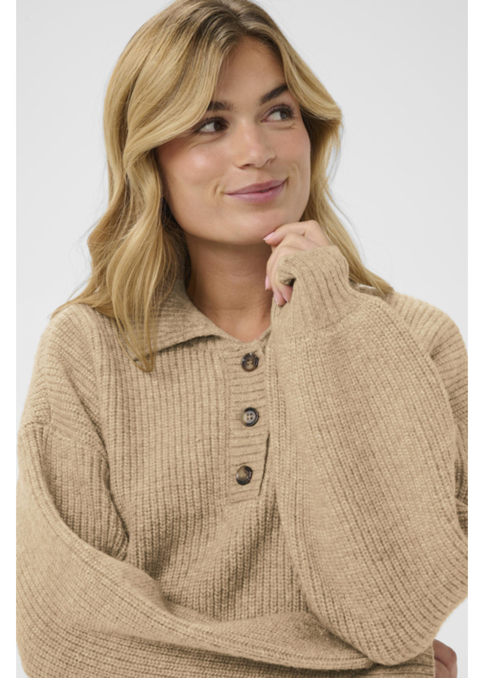 Saint Tropez Saint Tropez, OttolineSZ Polo Pullover, Tannin Melange, Size: