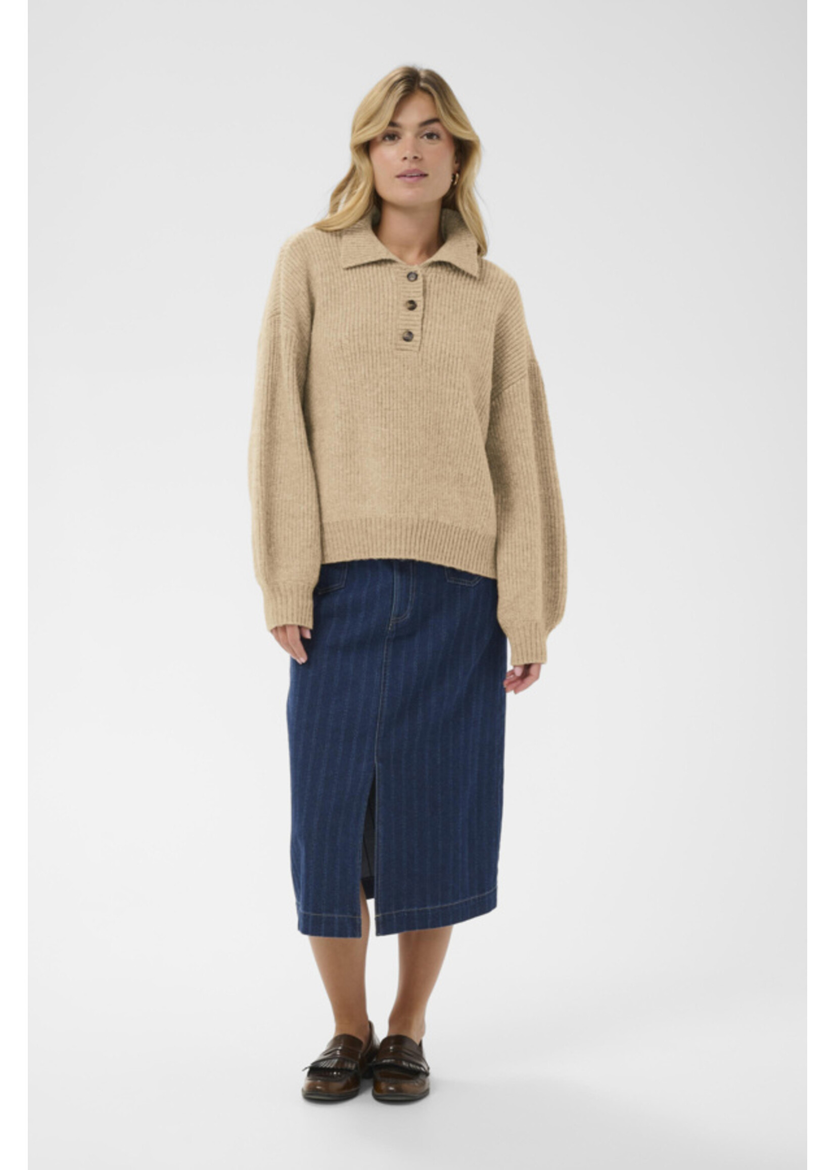 Saint Tropez Saint Tropez, OttolineSZ Polo Pullover, Tannin Melange, Size: