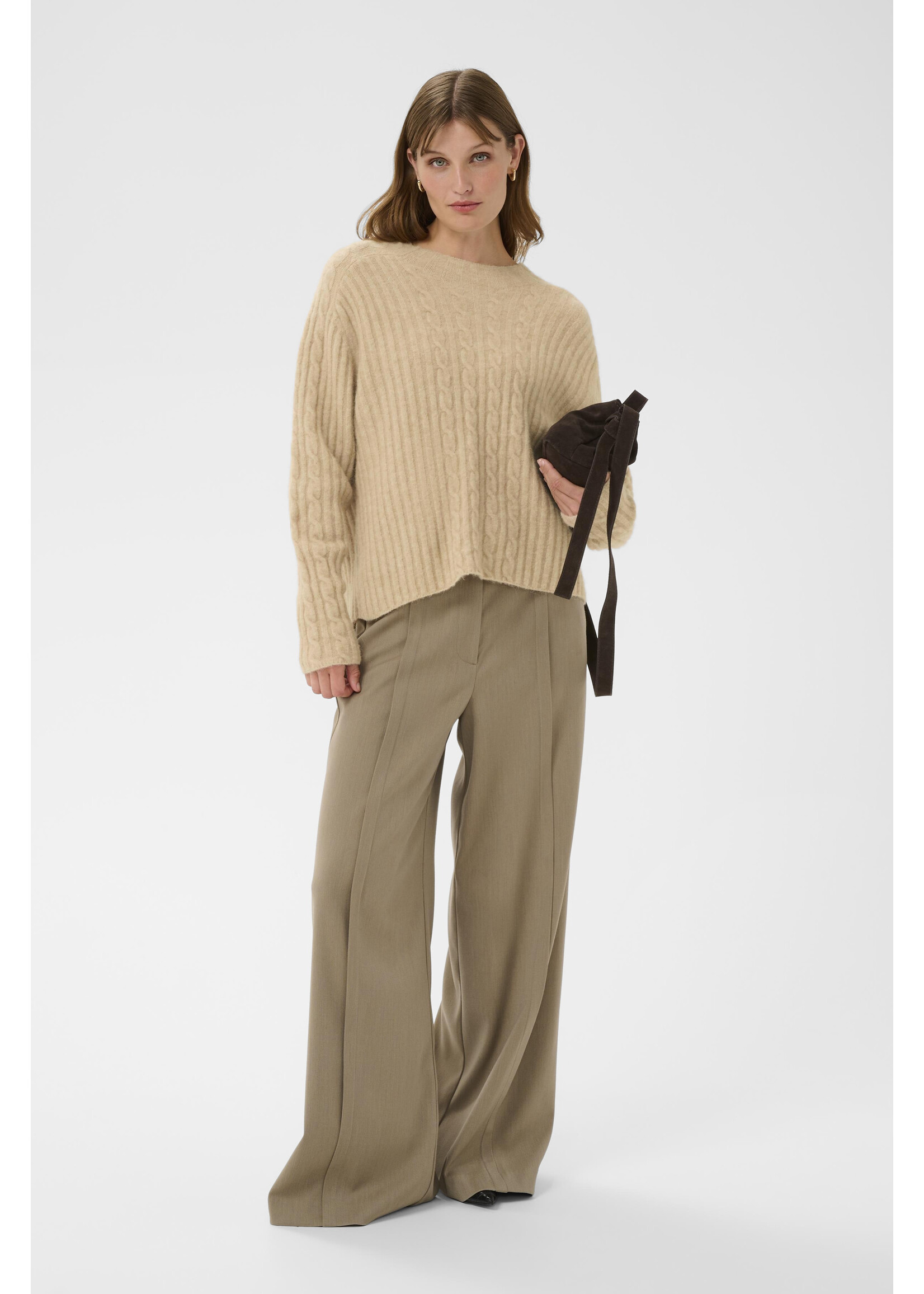 Soaked In Luxury Soaked, SLAnina Cable Pullover,  Parchment Mela, Size: