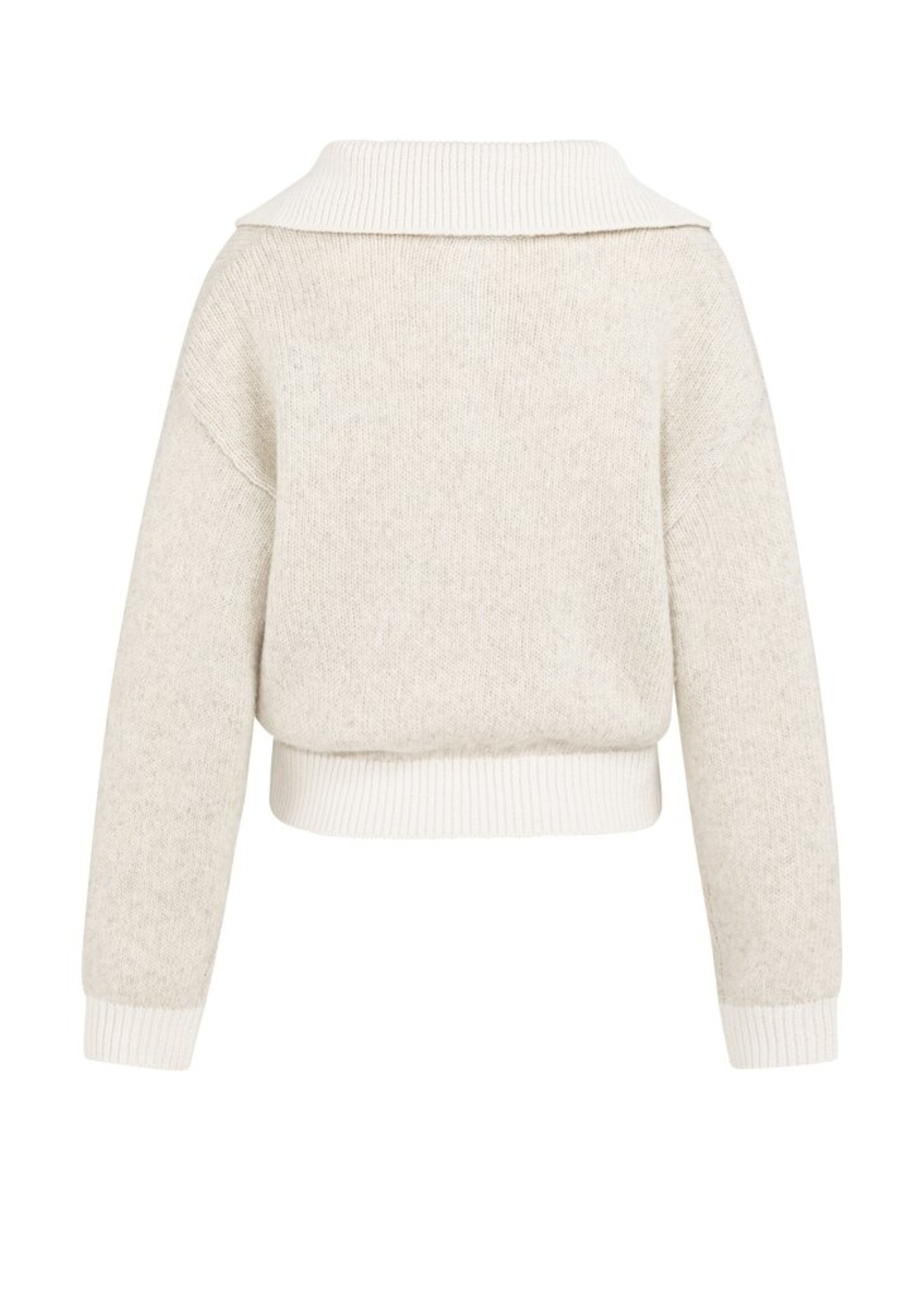 Yaya Yaya, Gebreide trui met contrasterende kraag en boorden, Grey, Size: