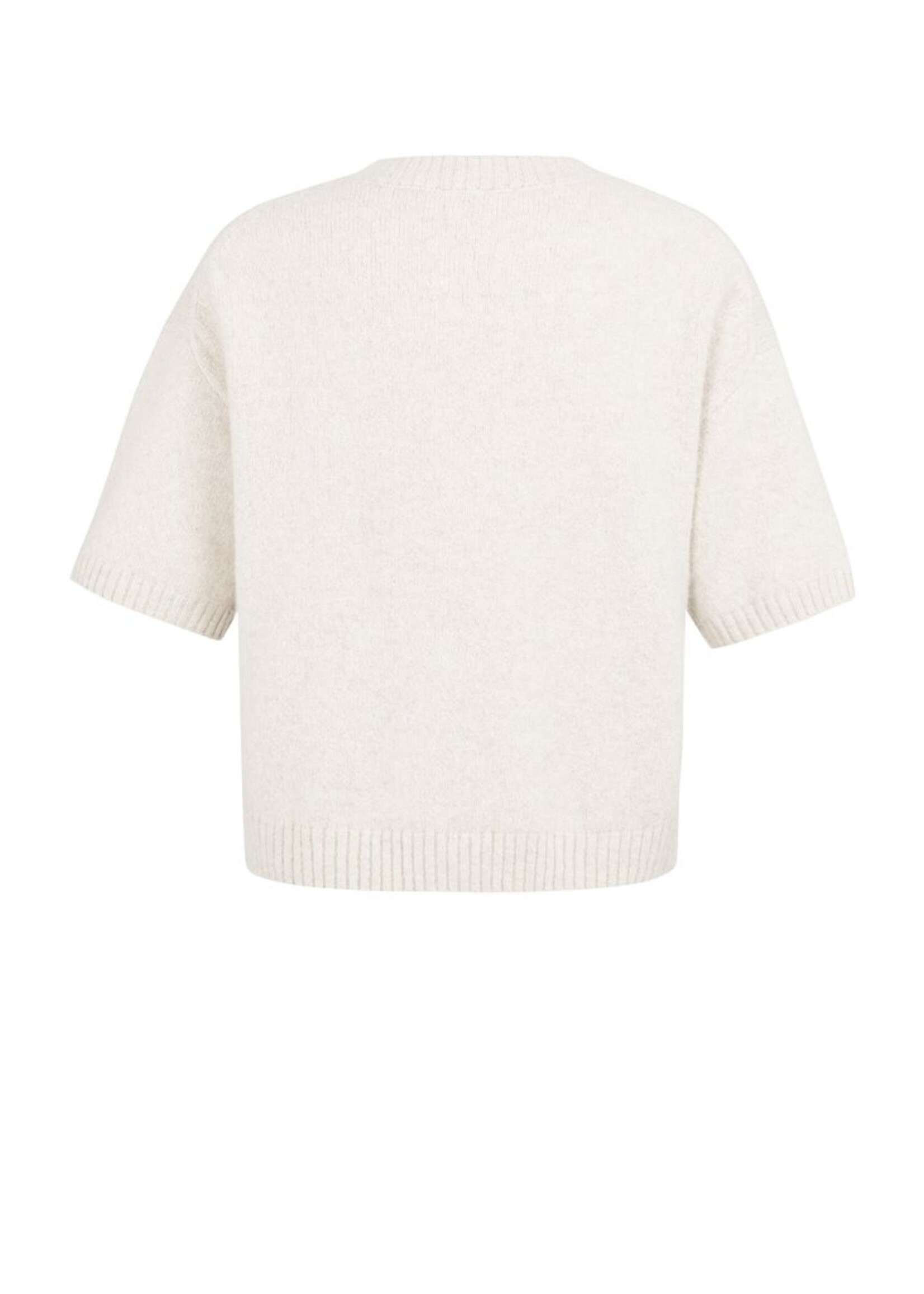 Yaya Yaya, Gebreide trui met korte mouwen en fluffy tekst, Grey, Size: