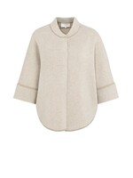 Yaya Yaya, Grofgebreid poncho-vest met ronde zoom, Brown, Size: