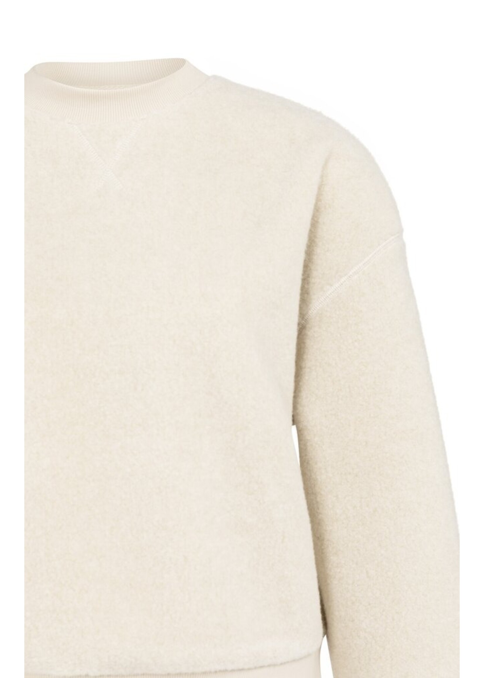 Yaya Yaya, Teddy sweater met geribde boorden en ronde hals, Grey, Size: