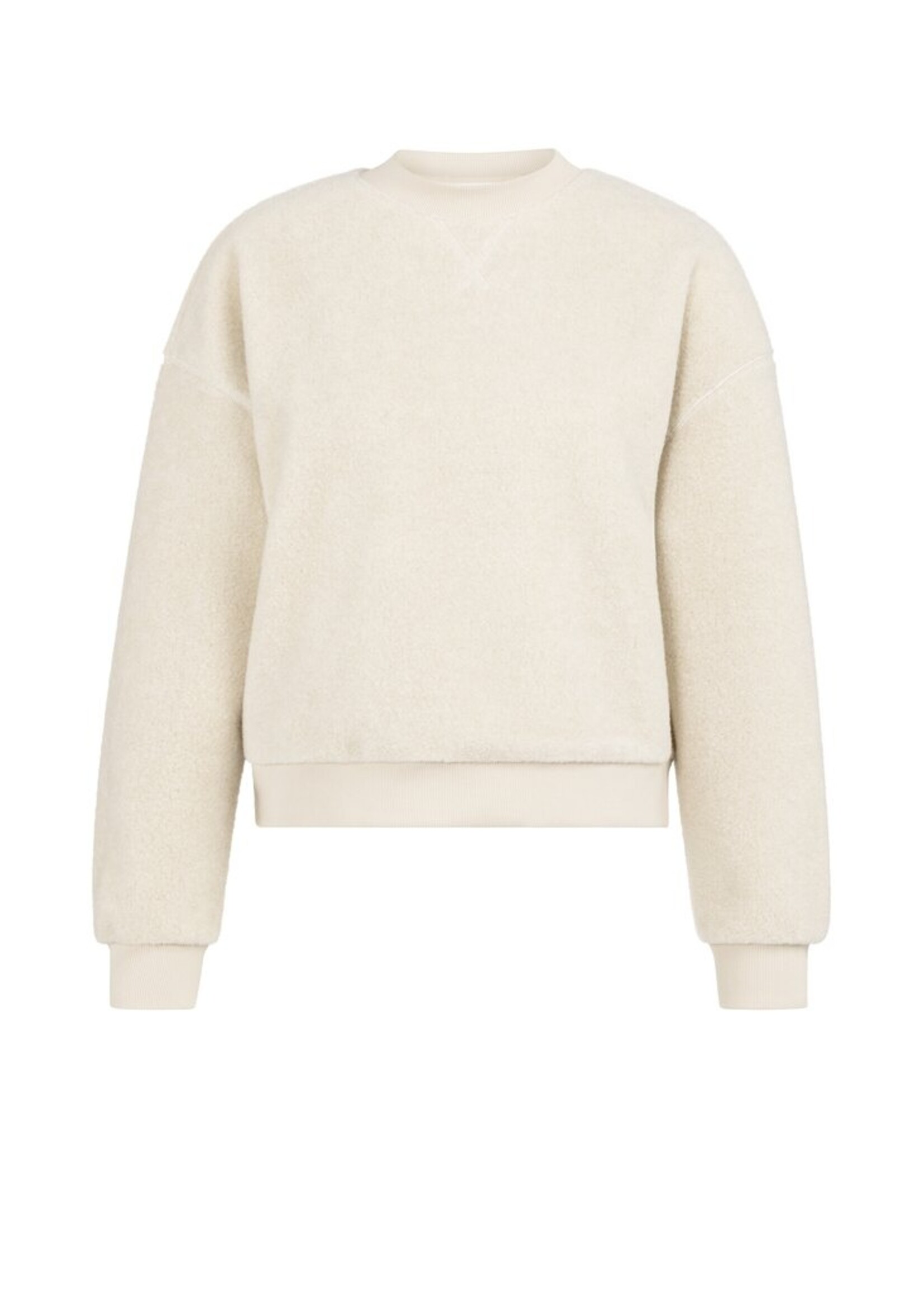 Yaya Yaya, Teddy sweater met geribde boorden en ronde hals, Grey, Size: