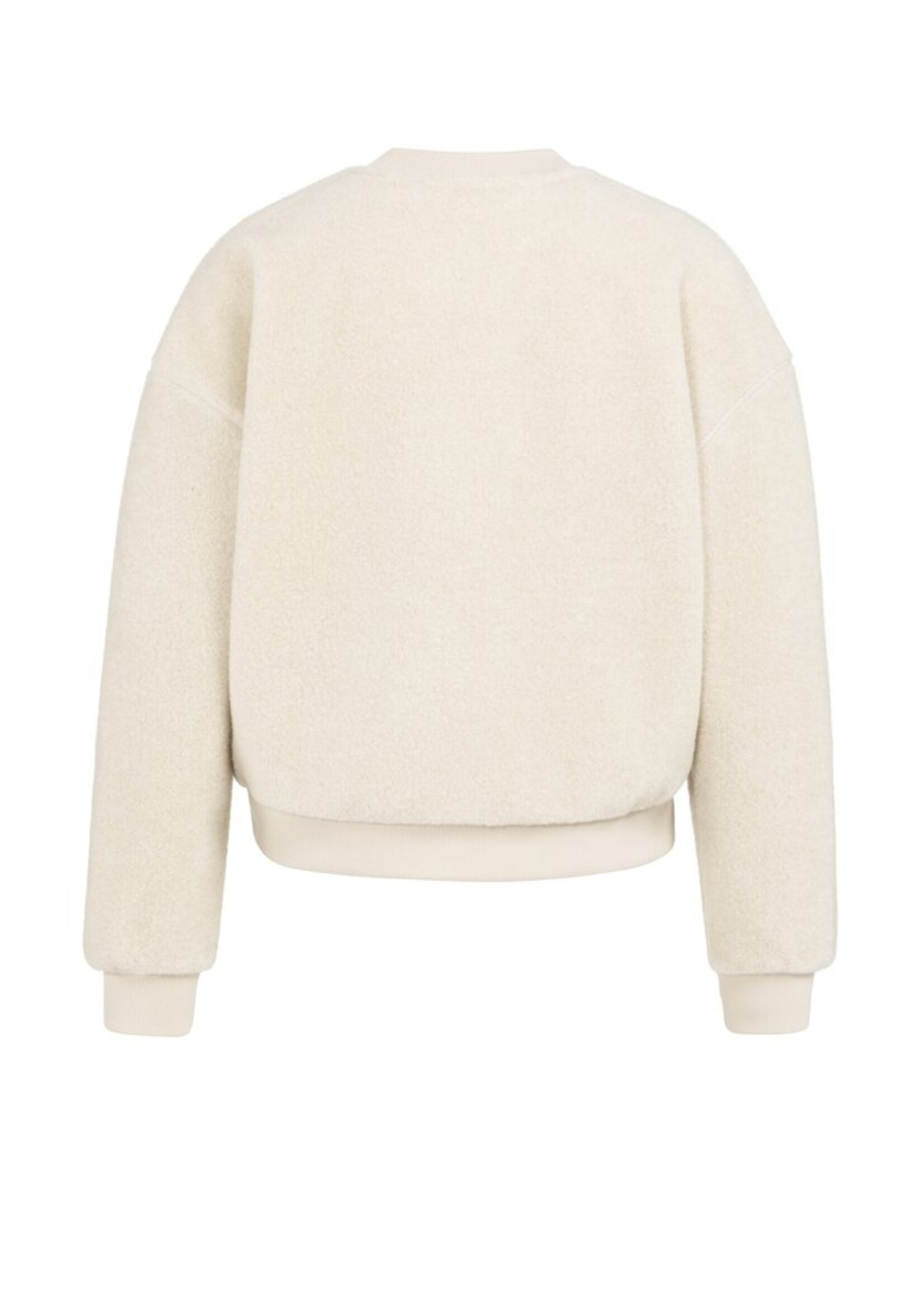 Yaya Yaya, Teddy sweater met geribde boorden en ronde hals, Grey, Size: