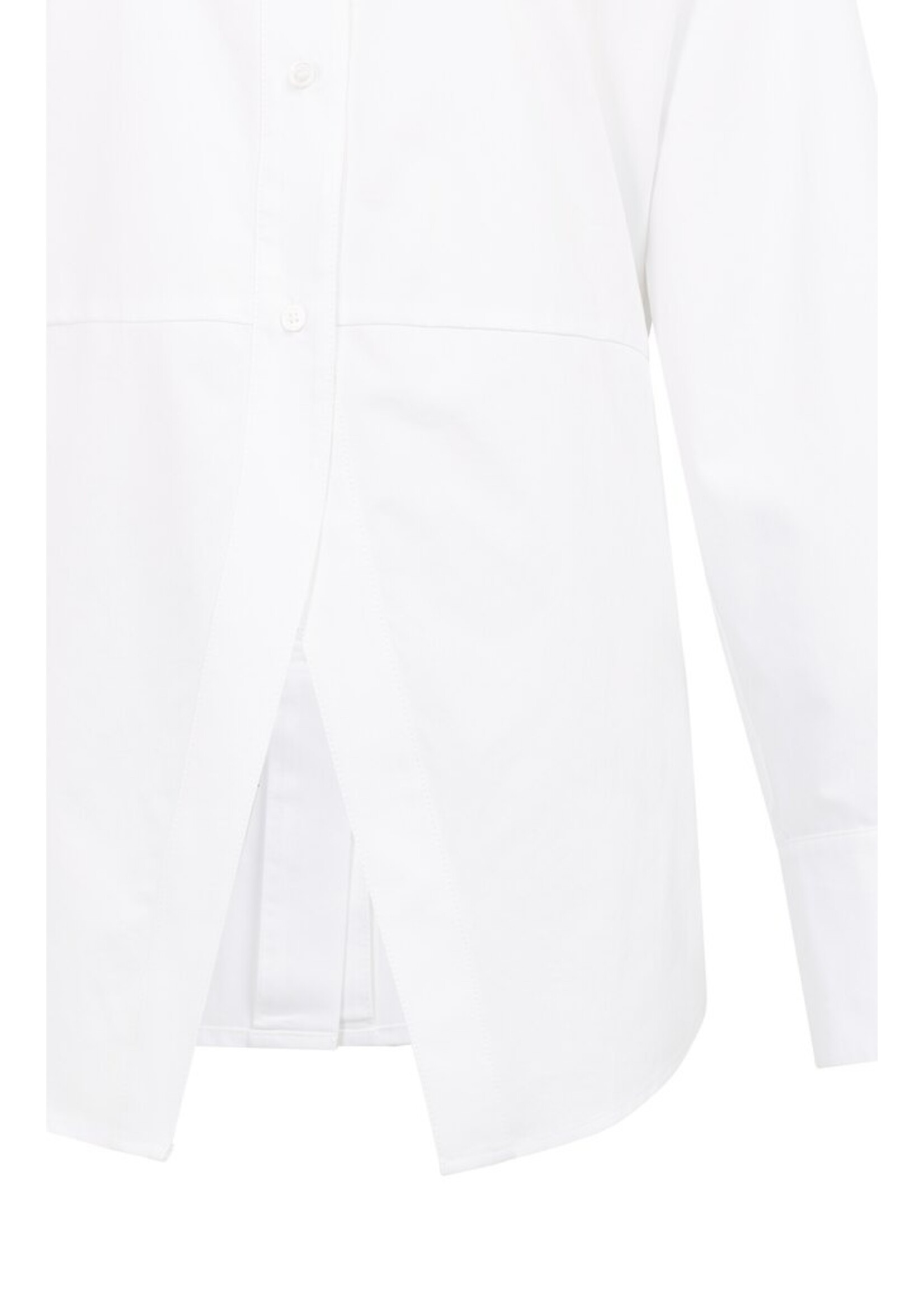Yaya Yaya, Poplin blouse met A-lijn en splitdetail, Pure white, Size: