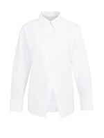 Yaya Yaya, Poplin blouse met A-lijn en splitdetail, Pure white, Size: