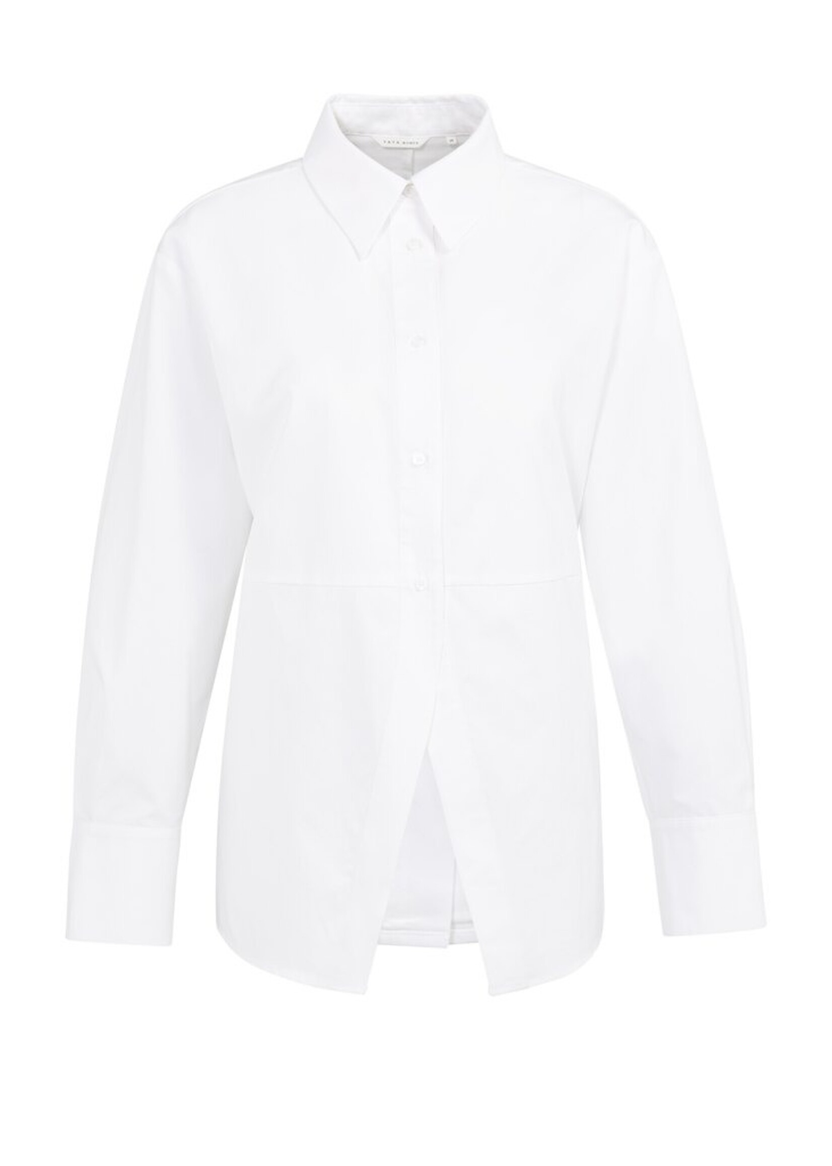 Yaya Yaya, Poplin blouse met A-lijn en splitdetail, Pure white, Size: