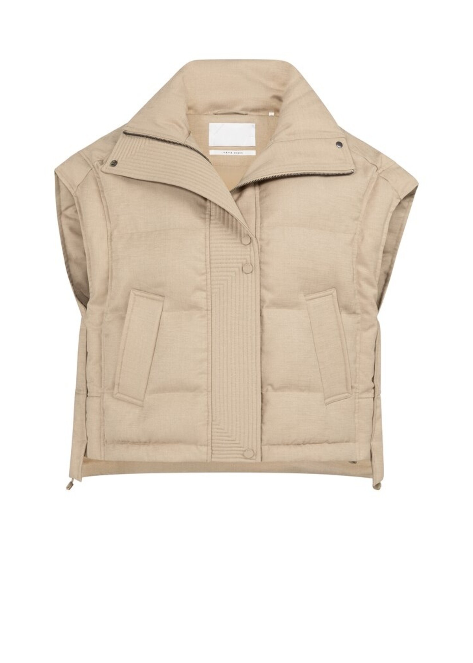 Yaya Yaya, Gewatteerde oversized bodywarmer met kraag, Gold, Size: