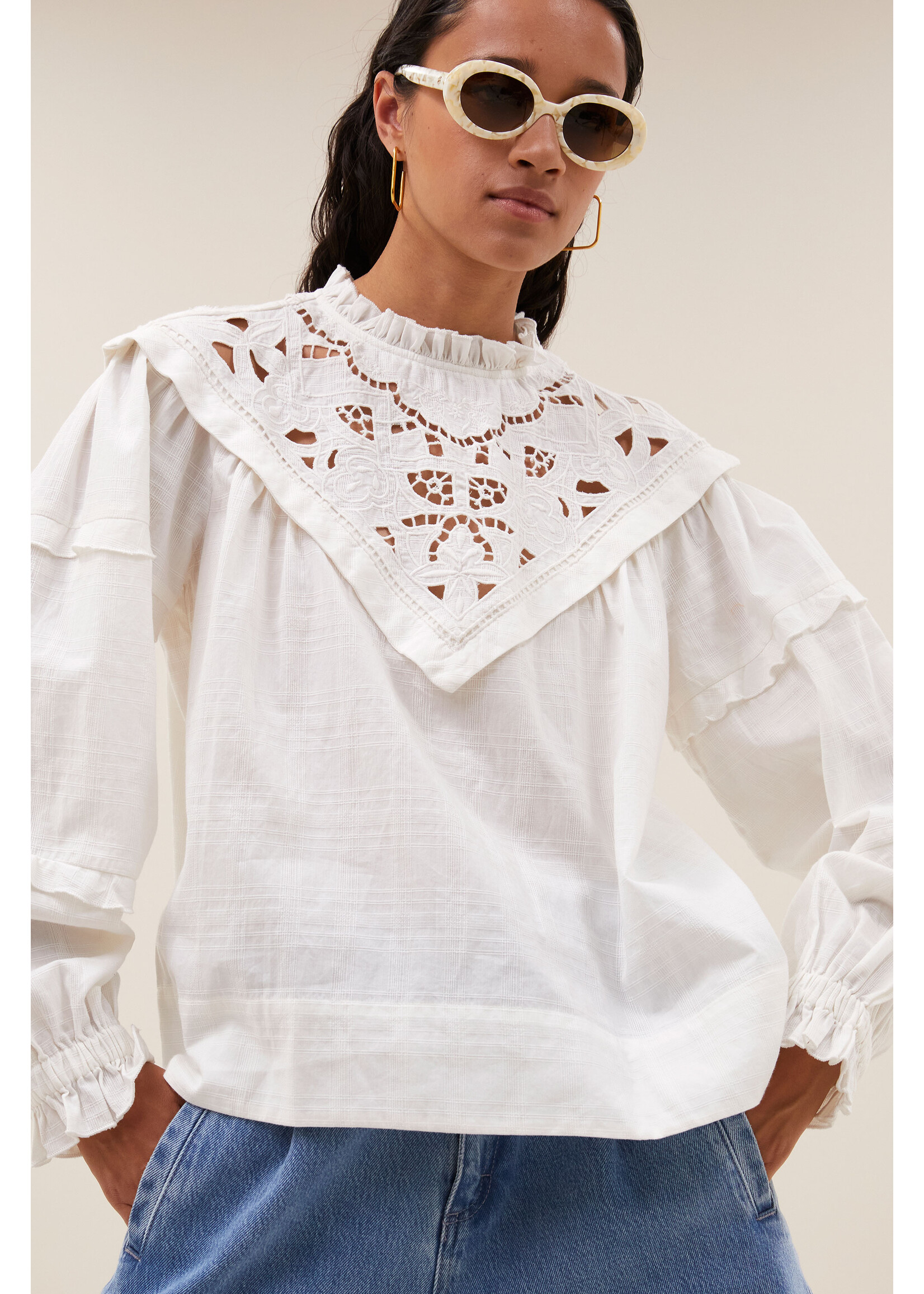 By-Bar By-Bar, bowie blouse, Off white, Size: