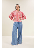 By-Bar By-Bar, sarah short stripe blouse, Red Stripe, size: