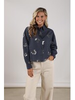 Nukus Nukus, Tessa Blouse Paillet, Navy, Size: