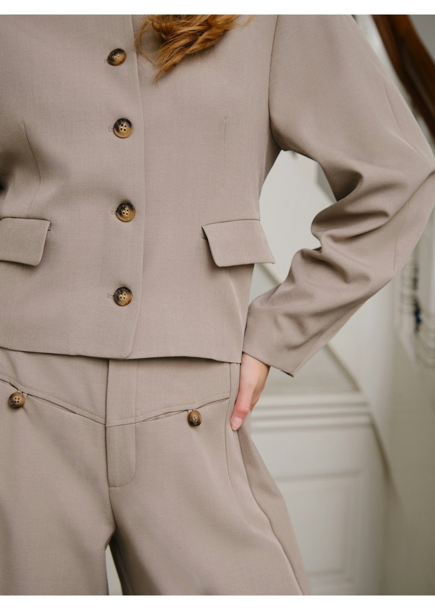 Neo Noir Neo Noir, Aranti Structure Curve Jacket, Warm grey, Size