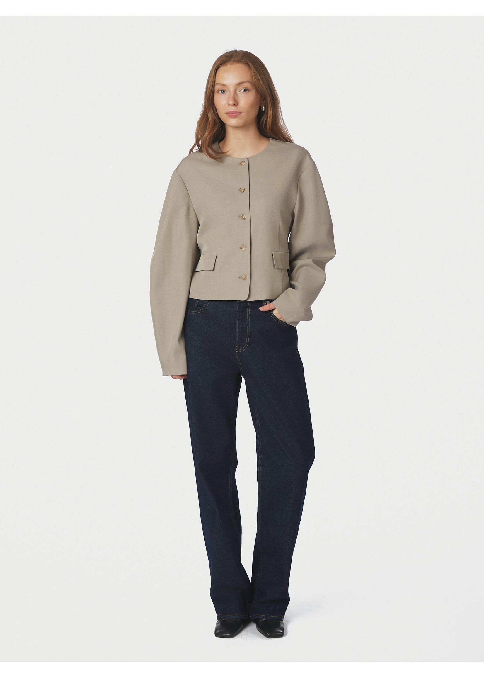 Neo Noir Neo Noir, Aranti Structure Curve Jacket, Warm grey, Size