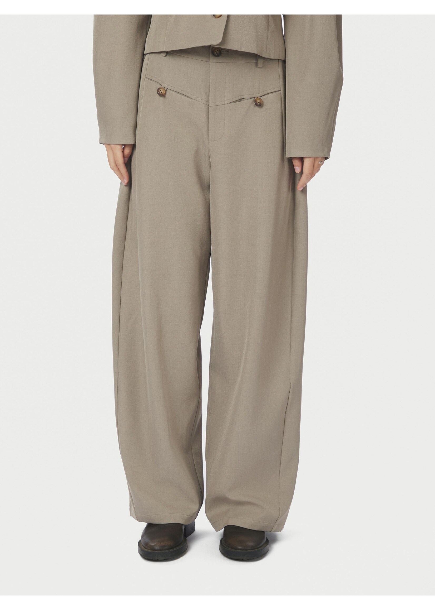 Neo Noir Neo Noir, Massie Structure Pants, Warm grey, size: