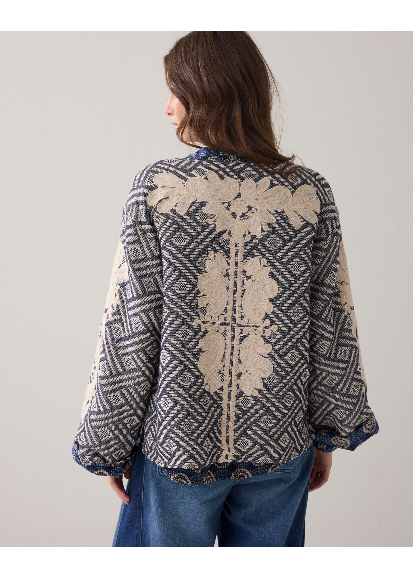 Summum Summum, Jacket Blue jacquard, Midnight blue, Size: