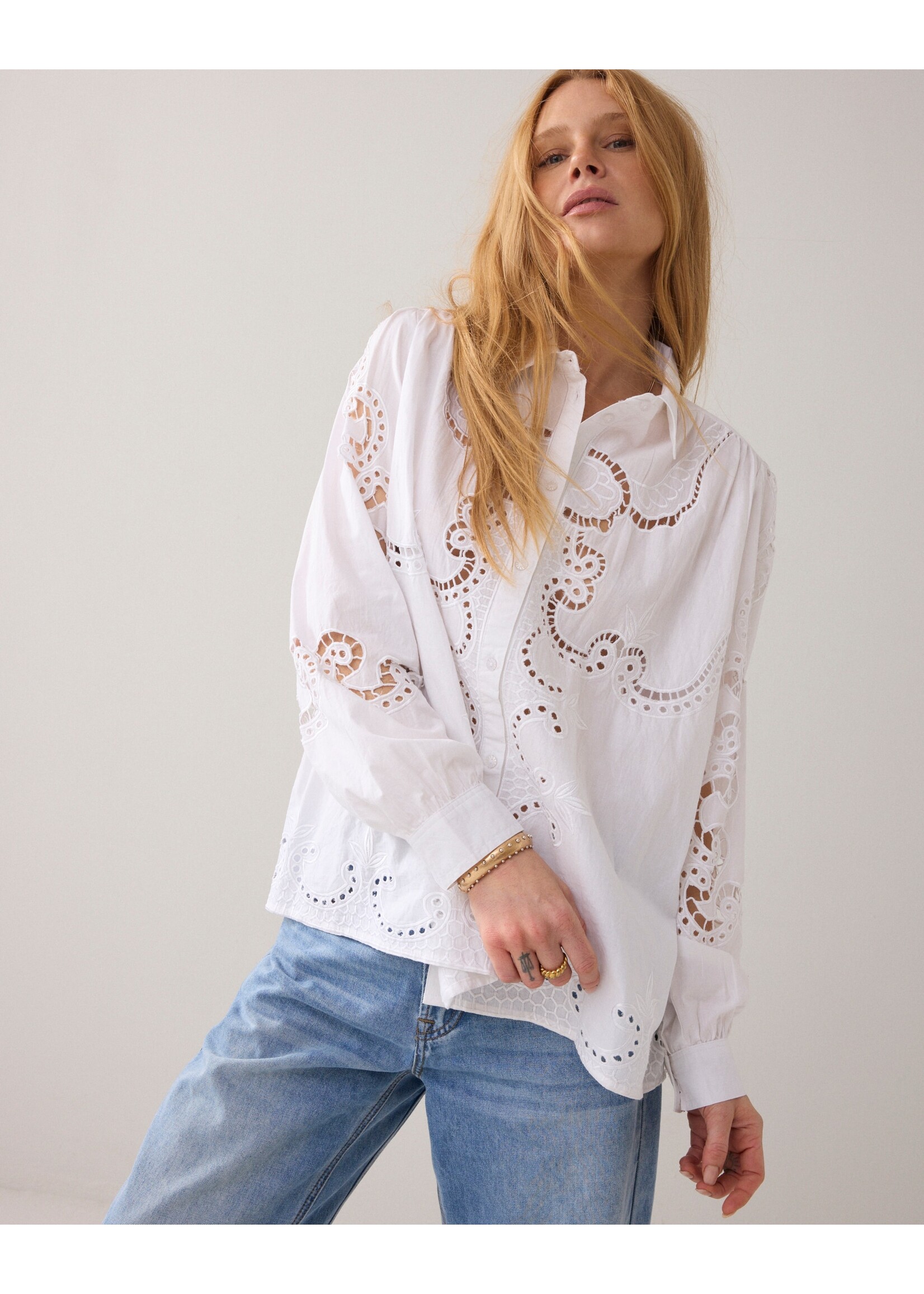 Summum Summum, Blouse Open work, White, Size: