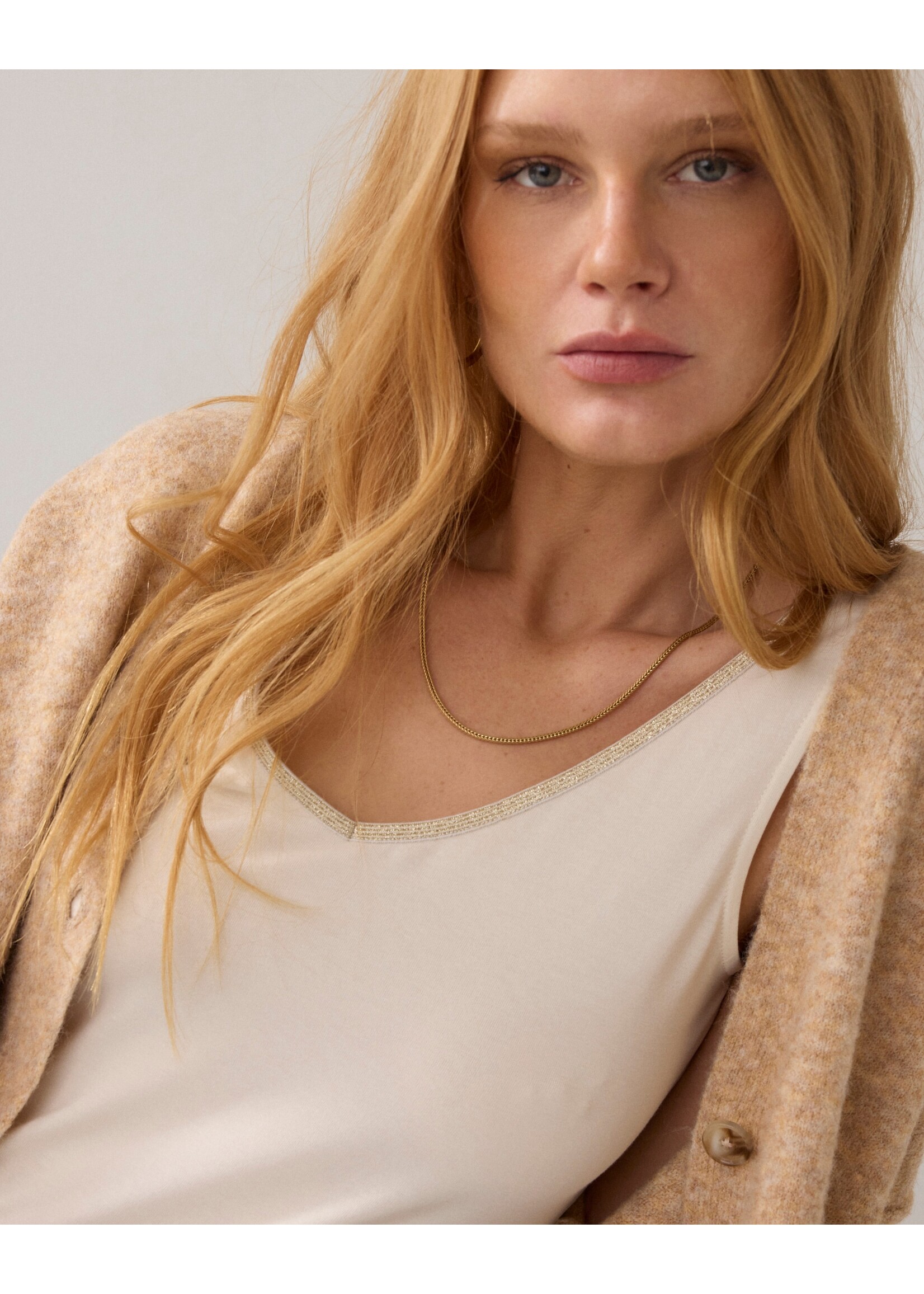 Summum Summum, Reversible singlet met glitterrand, Ivory, Size: